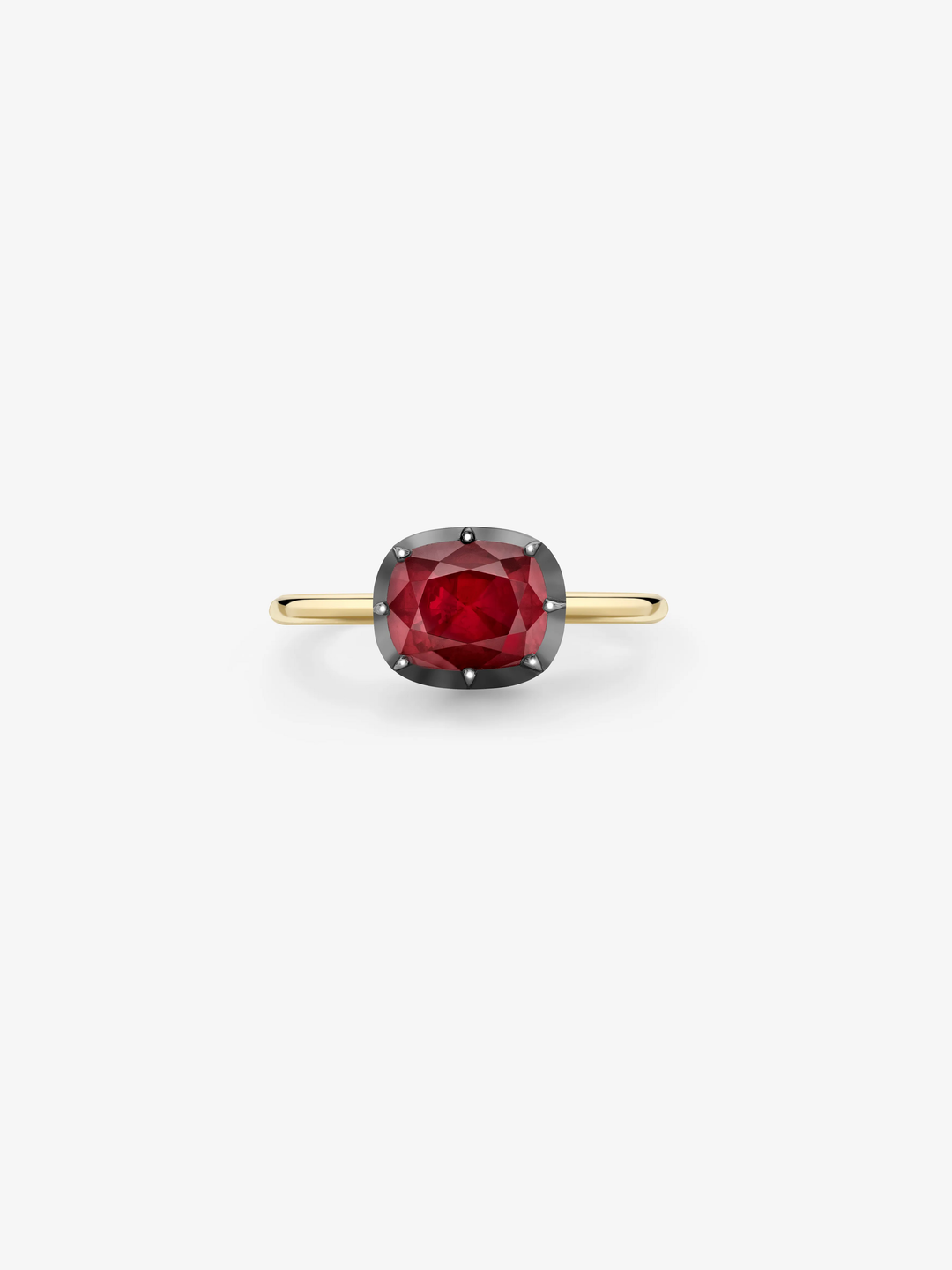 2.02ct East-West Cushion Ruby Button Back Ring  View 1