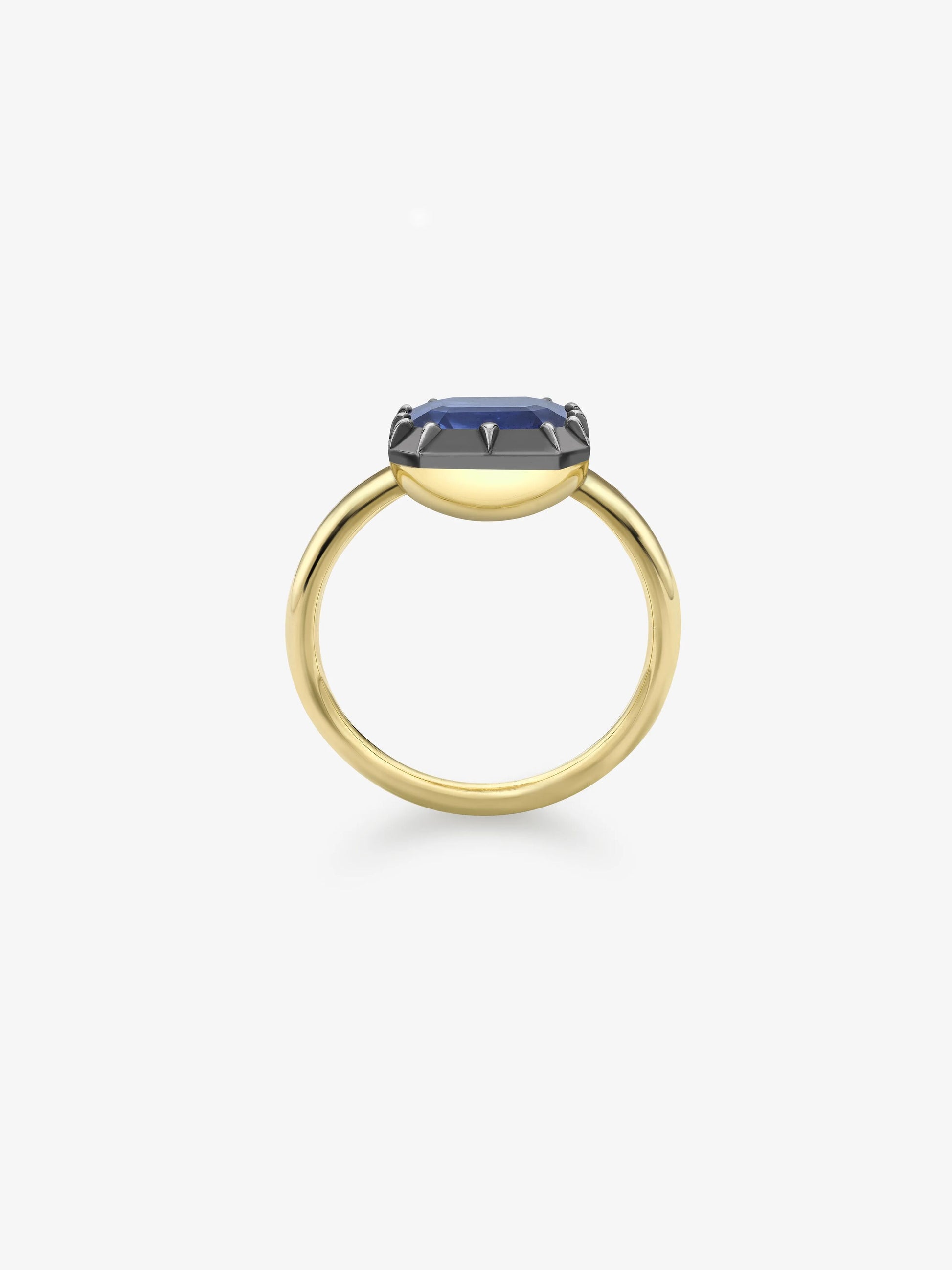 2.05ct Emerald Cut Sapphire Button Back Ring View 4
