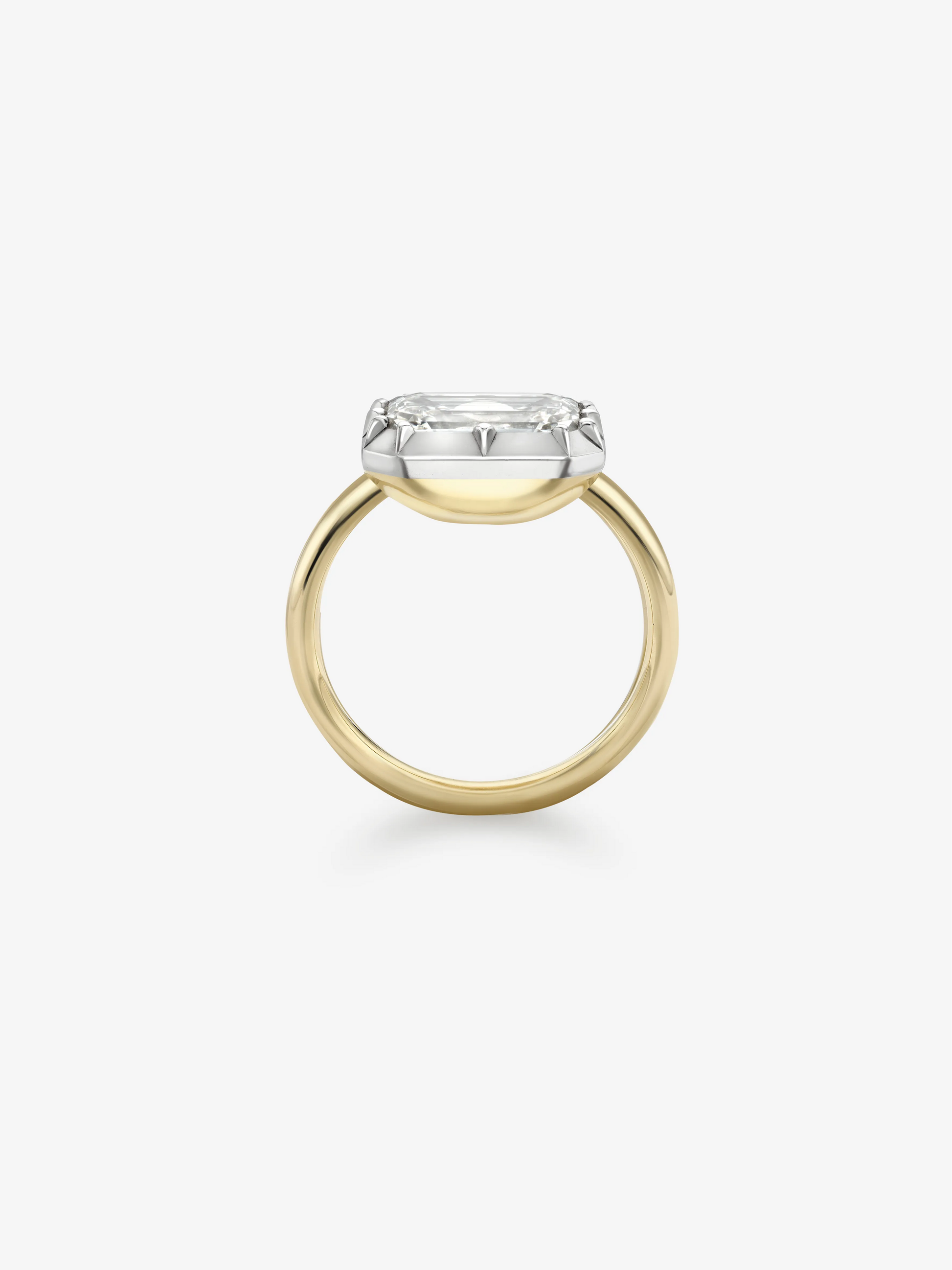 4.03ct East-West Emerald Cut Diamond Button Back Ring View 4
