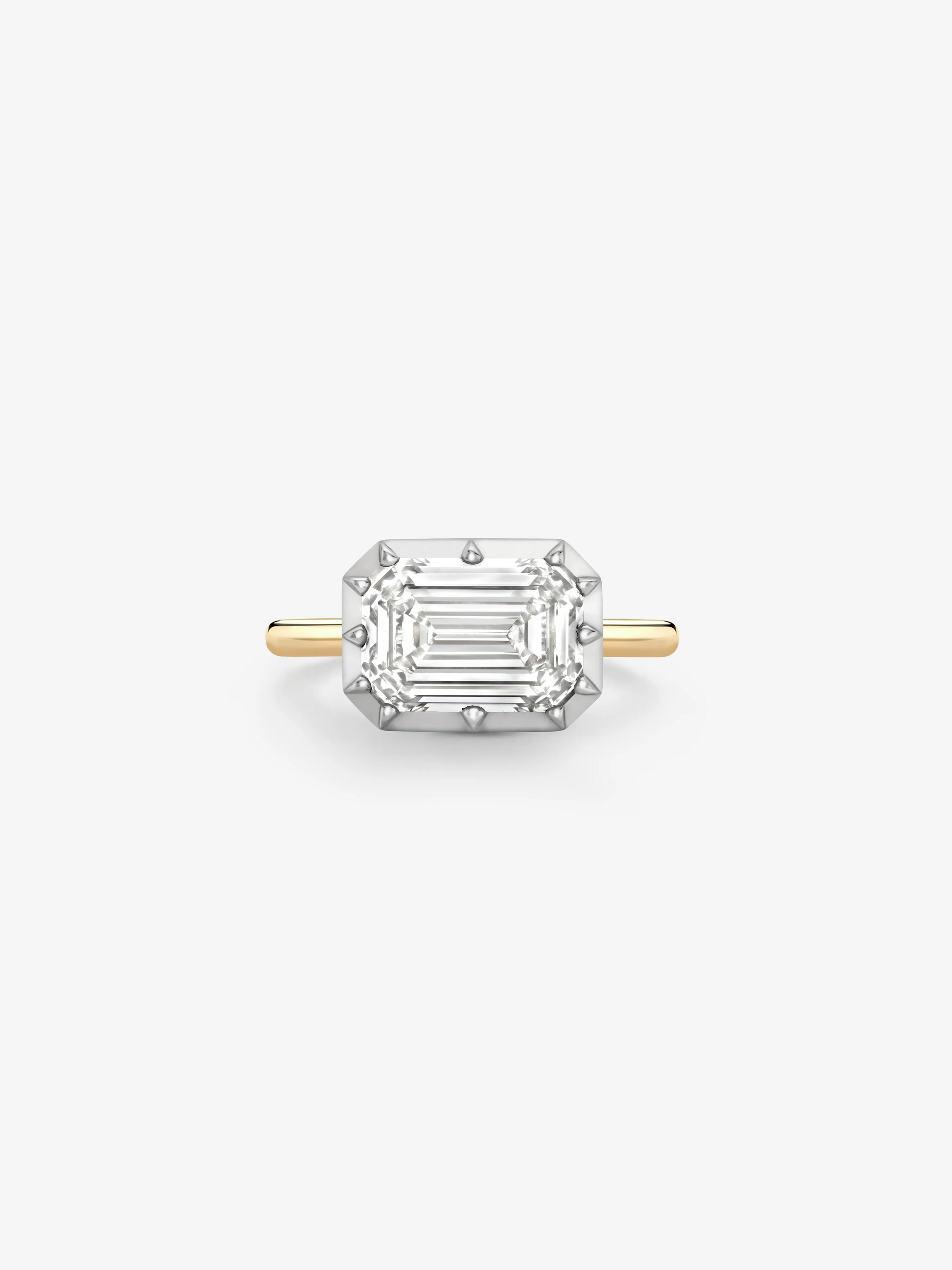 4.03ct East-West Emerald Cut Diamond Button Back Ring View 1