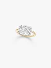 4.03ct East-West Emerald Cut Diamond Button Back Ring