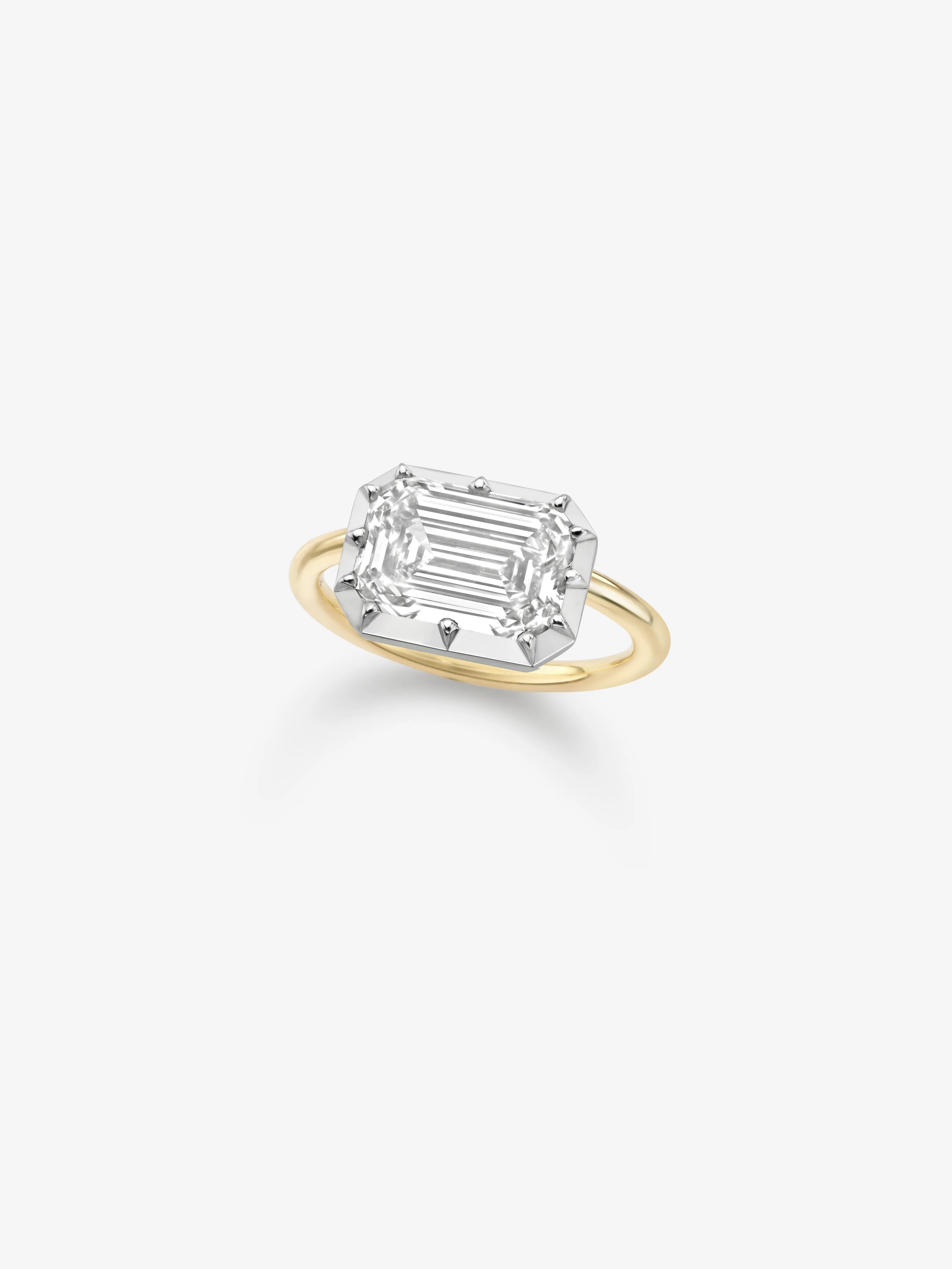 4.03ct East-West Emerald Cut Diamond Button Back Ring View 2