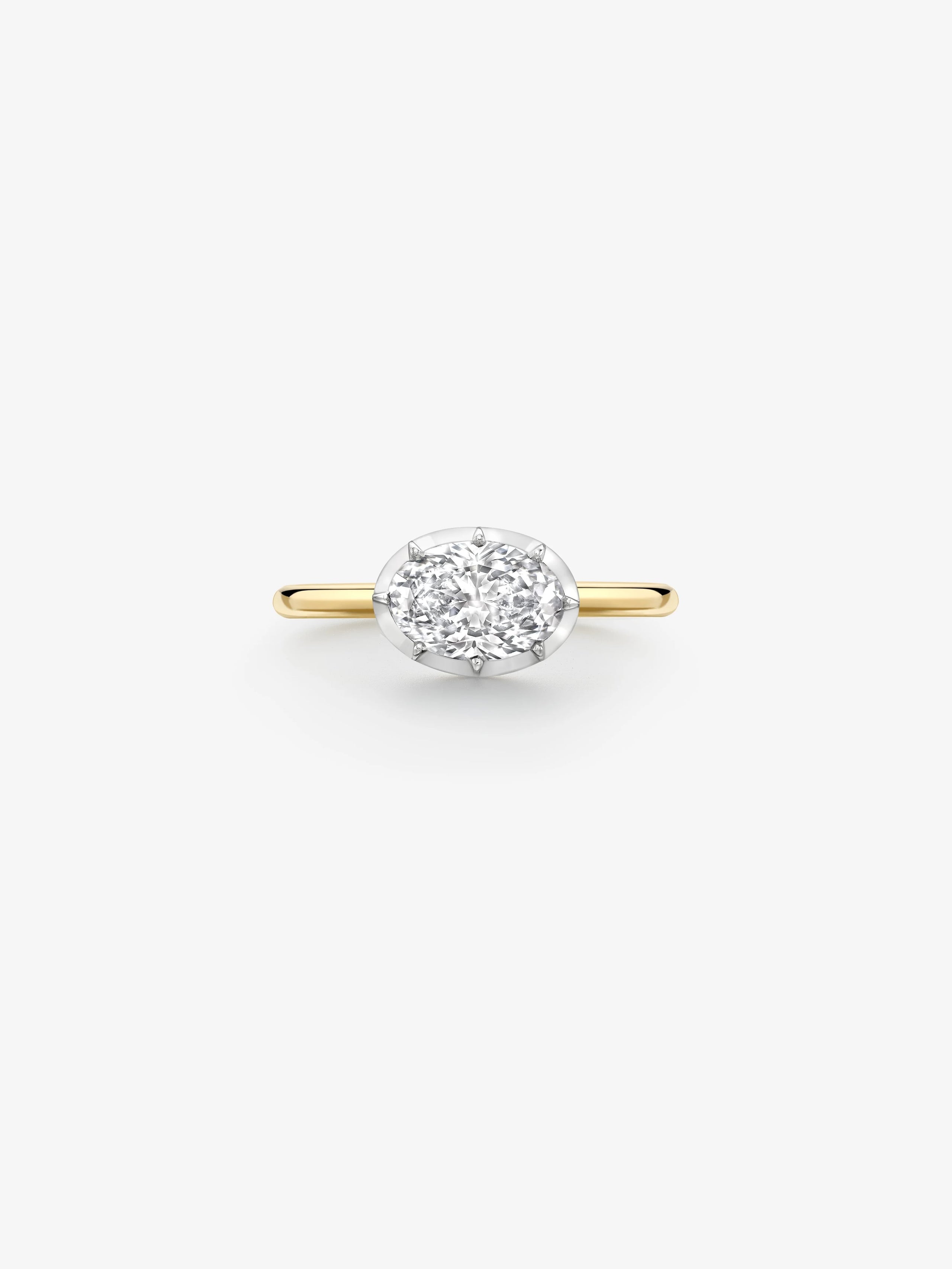 1.20ct East-West Oval Diamond & White Gold Button Back Ring View 1