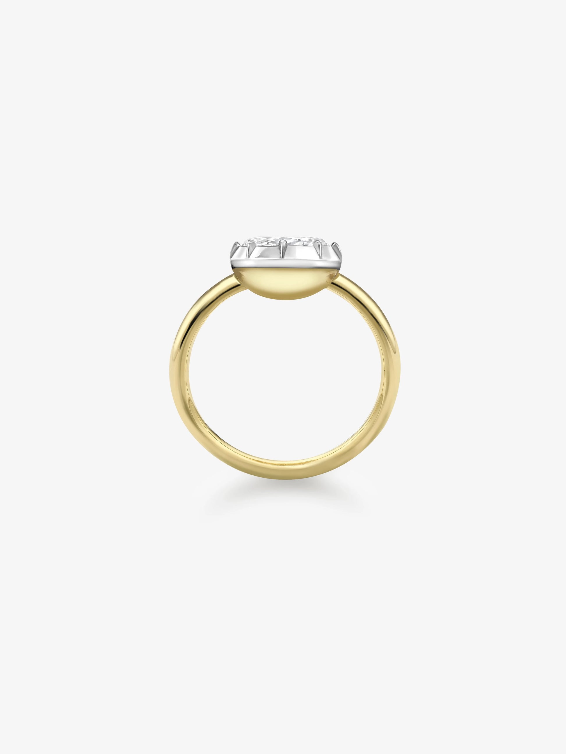 1.20ct East-West Oval Diamond & White Gold Button Back Ring View 4