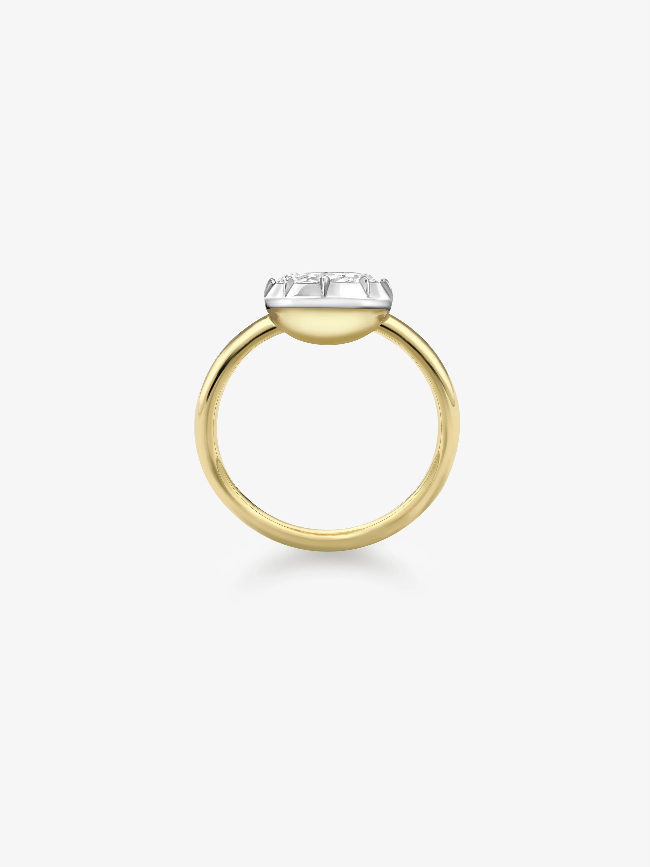 1.20ct East-West Oval Diamond & White Gold Button Back Ring View 4