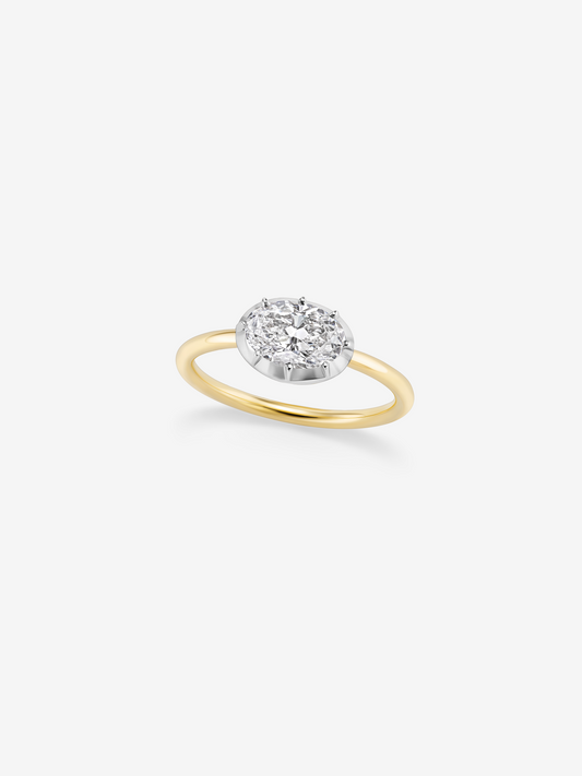 1.51ct East-West Oval Diamond Button Back Ring View 2