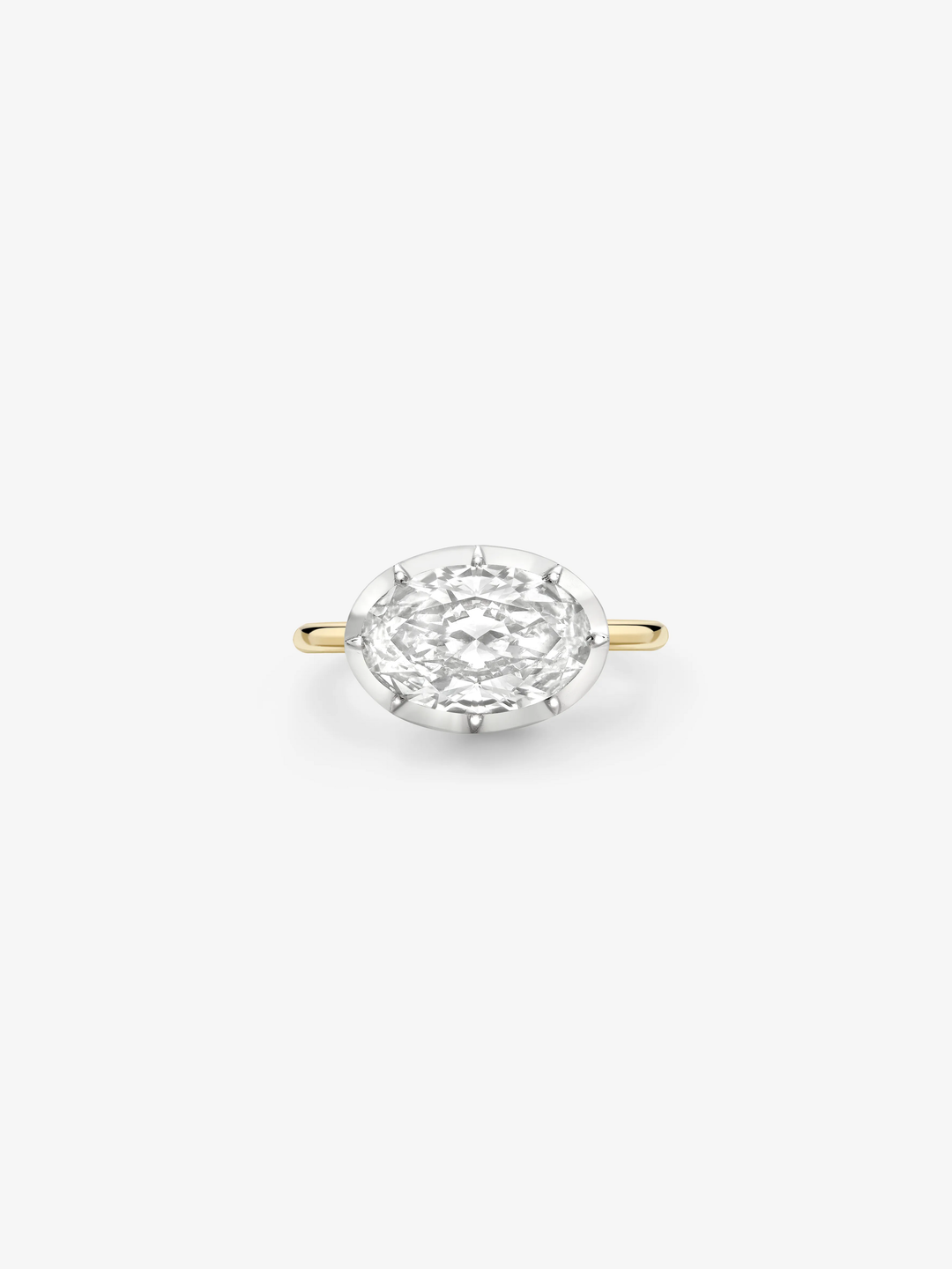 3.10ct East-West Oval Diamond & White Gold Button Back Ring  View 1