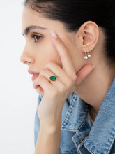 2.19ct Tilted Pear Emerald Button Back Ring