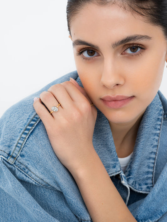 1.51ct Tilted Oval Diamond Button Back Ring View 3