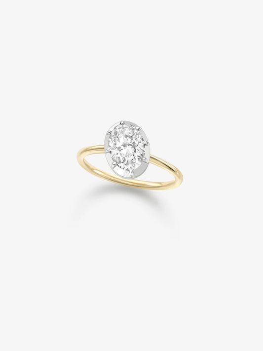 1.51ct Tilted Oval Diamond Button Back Ring View 2