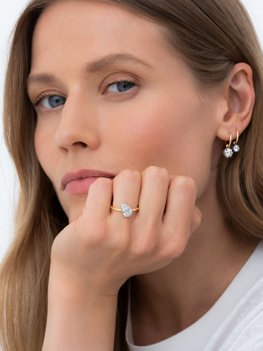 1.21ct Tilted Pear Diamond Button Back Ring View 3