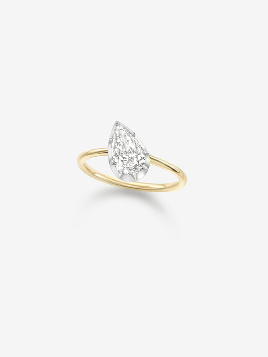 1.21ct Tilted Pear Diamond Button Back Ring View 2