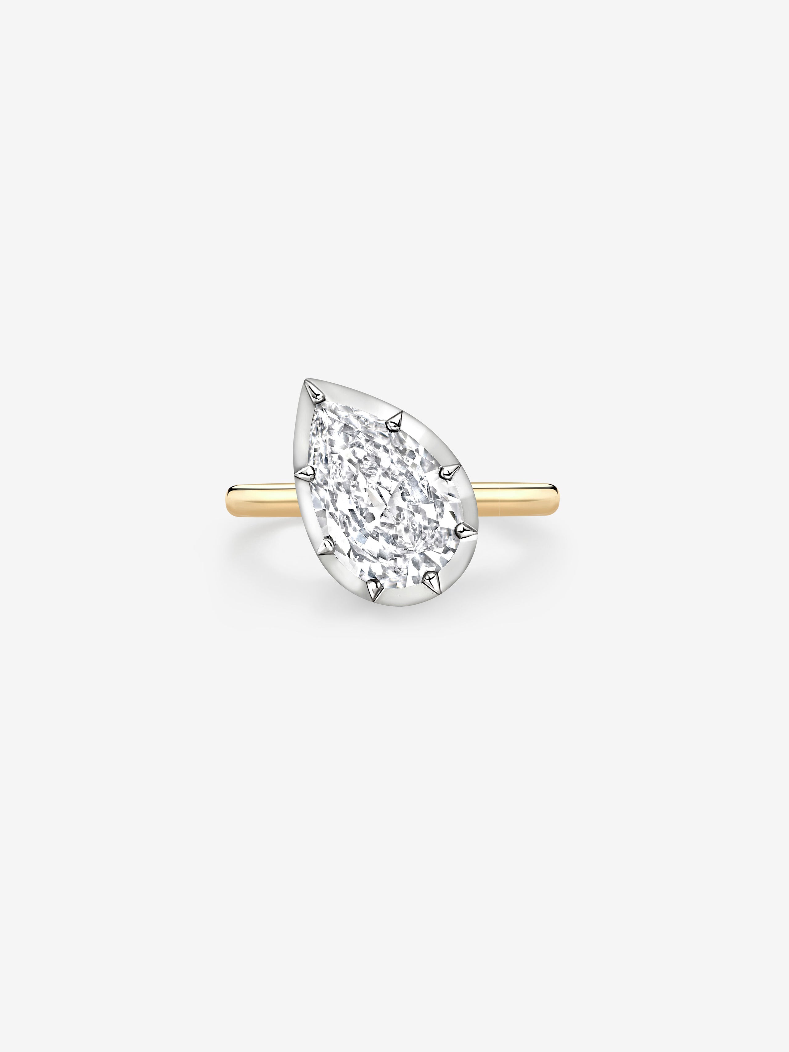 2.02ct Titled Pear Diamond Button Back Ring View 1