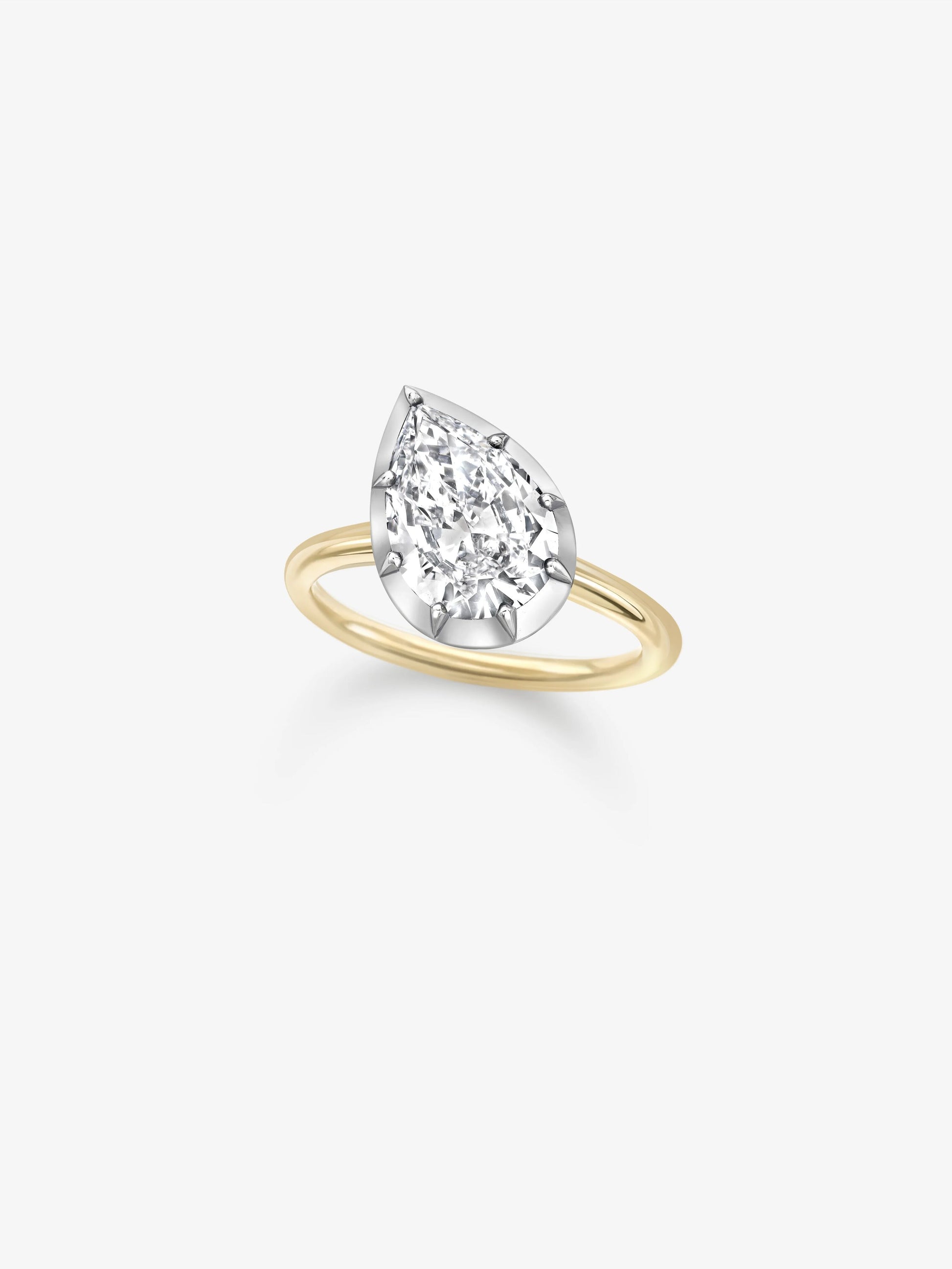 2.02ct Titled Pear Diamond Button Back Ring View 2