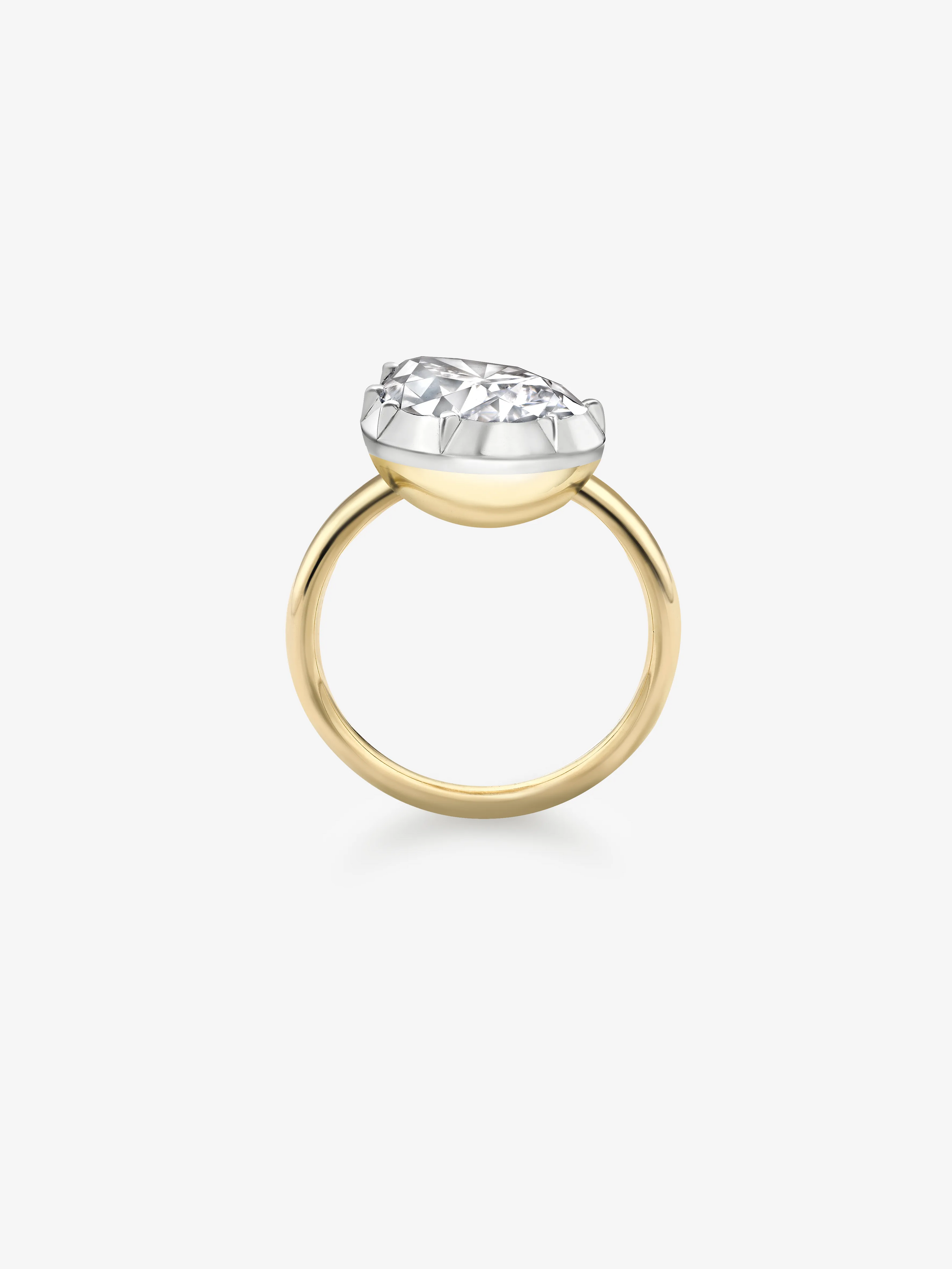 6.01ct Tilted Pear Diamond Button Back Ring View 3