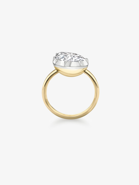 6.01ct Tilted Pear Diamond Button Back Ring View 3