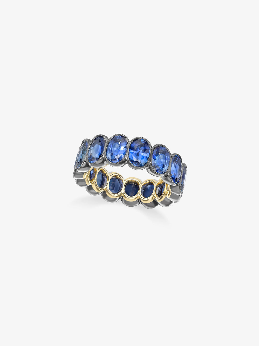 Oval Sapphire Millegrain Eternity Band  View 1