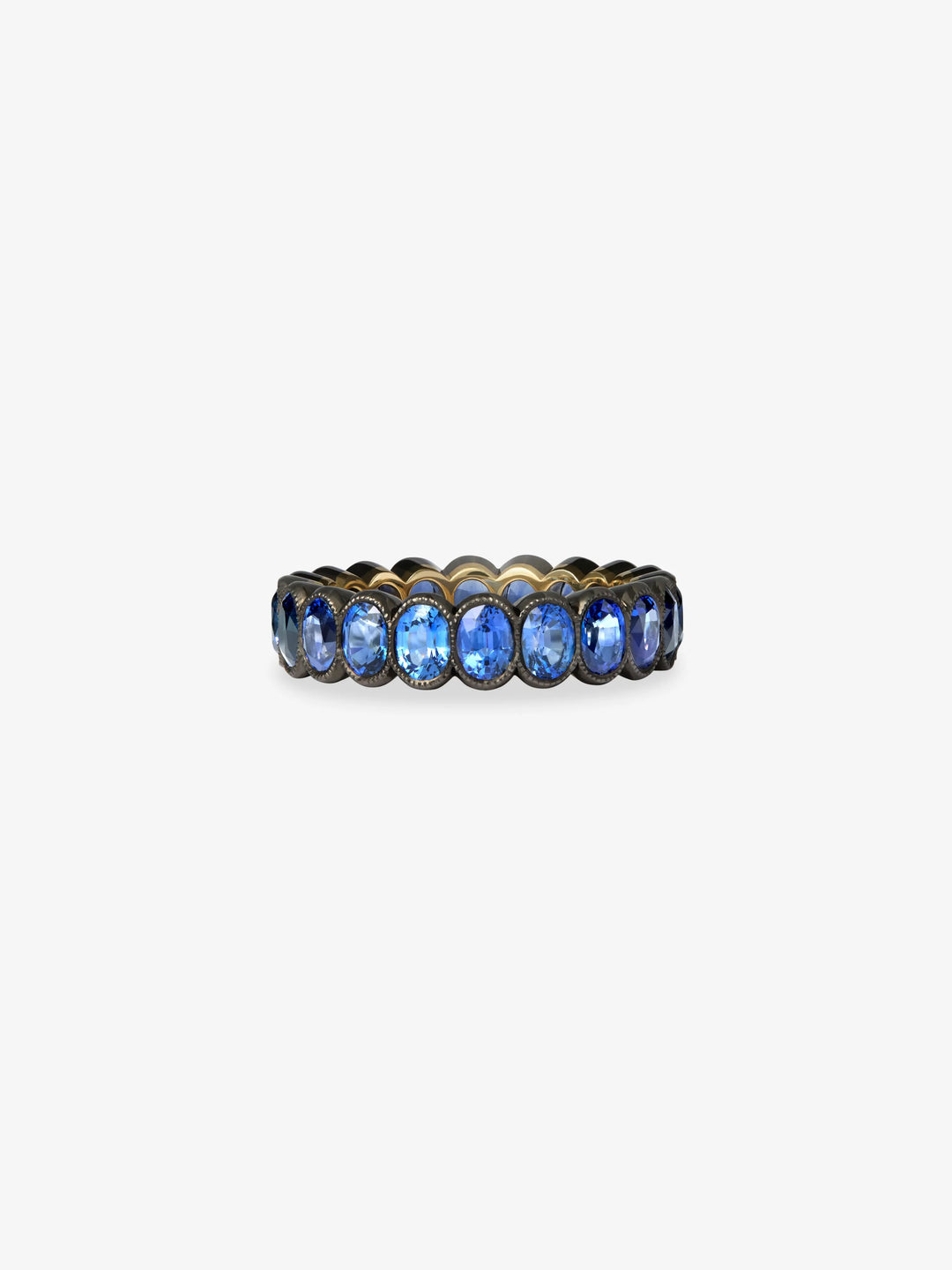 Oval Sapphire Millegrain Eternity Band  View 1