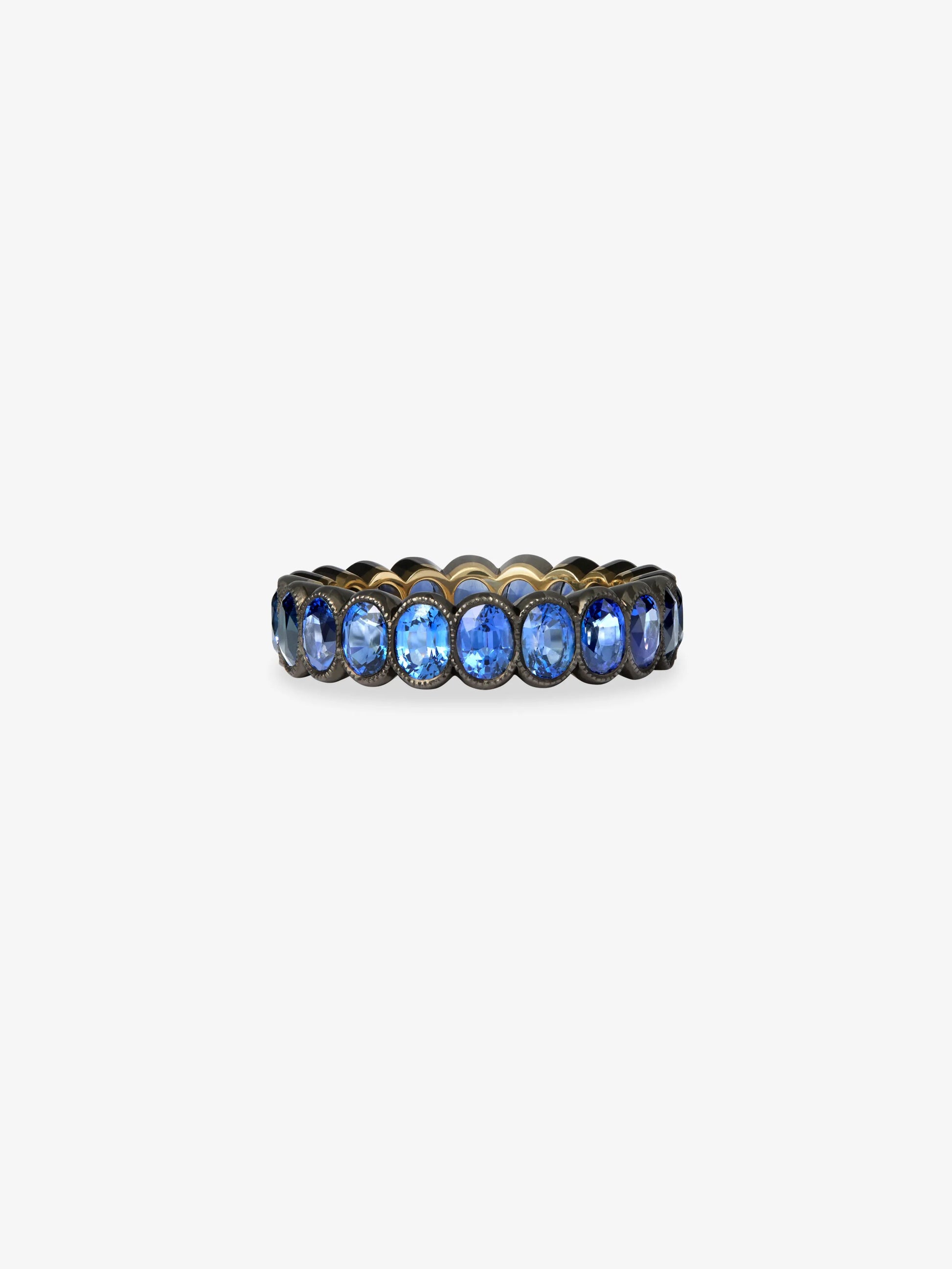 Oval Sapphire Millegrain Eternity Band View 2