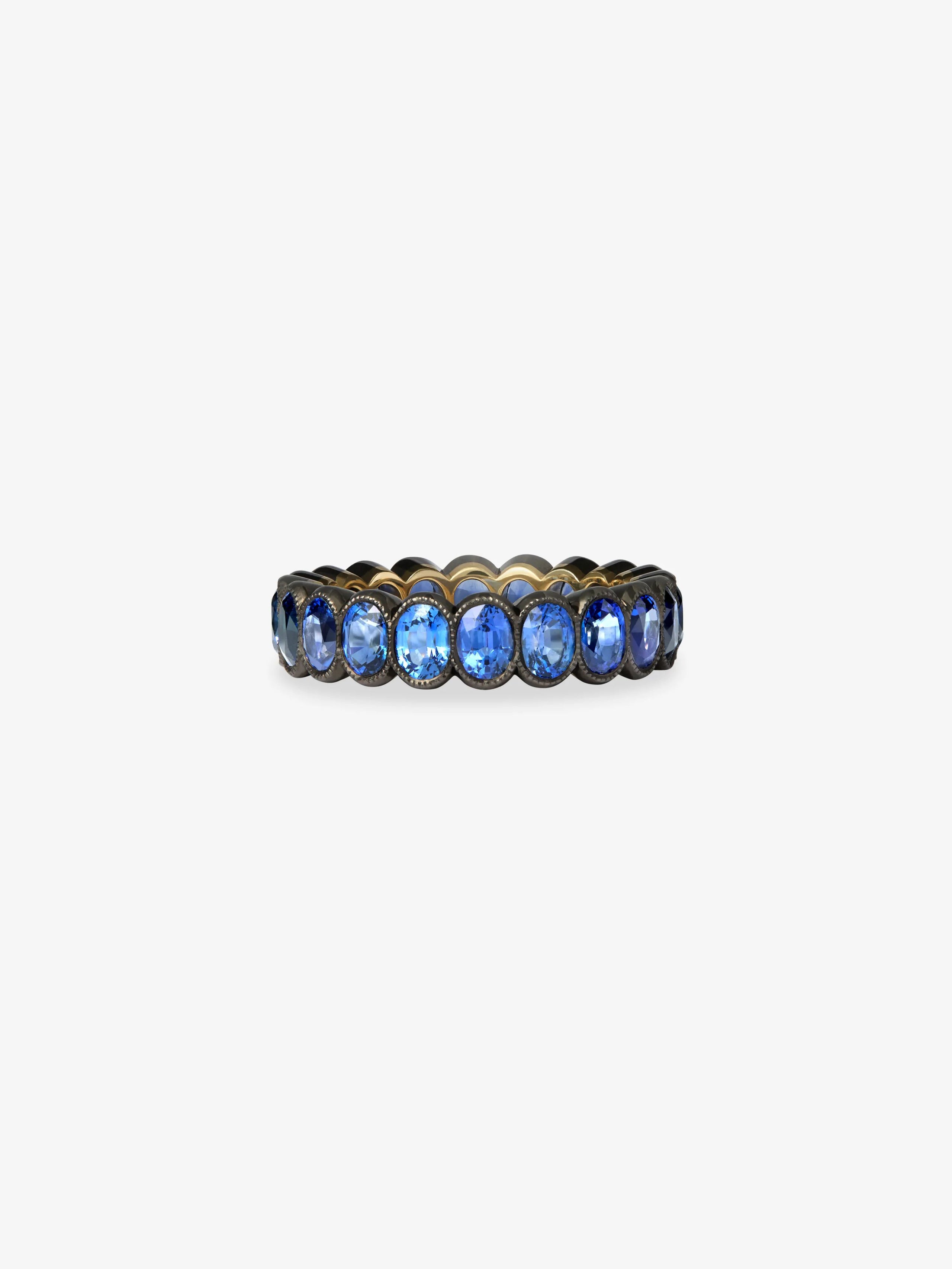 Oval Sapphire Millegrain Eternity Band View 2