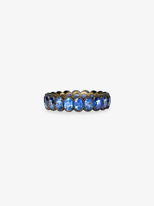 Oval Sapphire Millegrain Eternity Band View 2