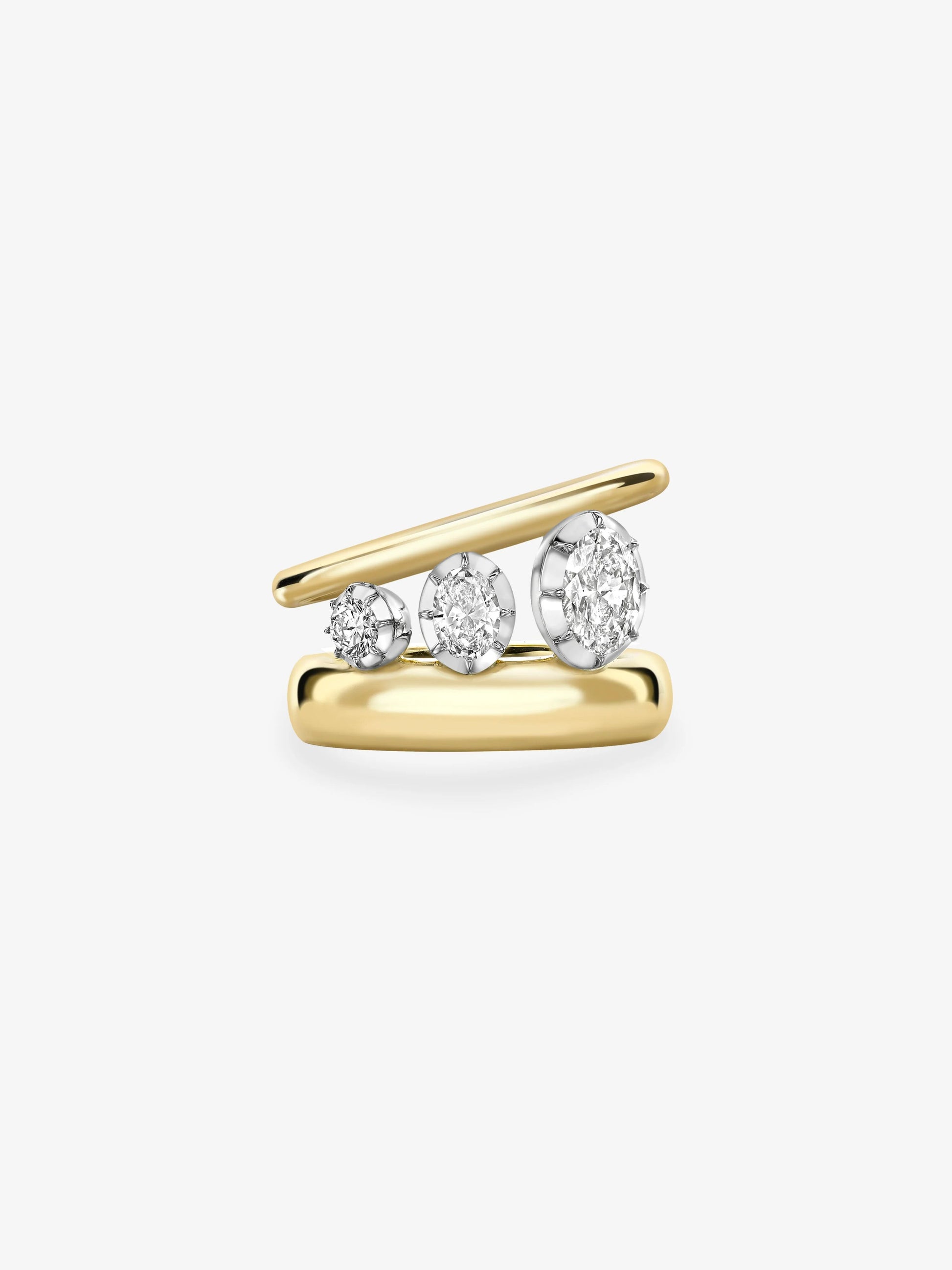 Oval Triple Tilt Diamond Ring View 1