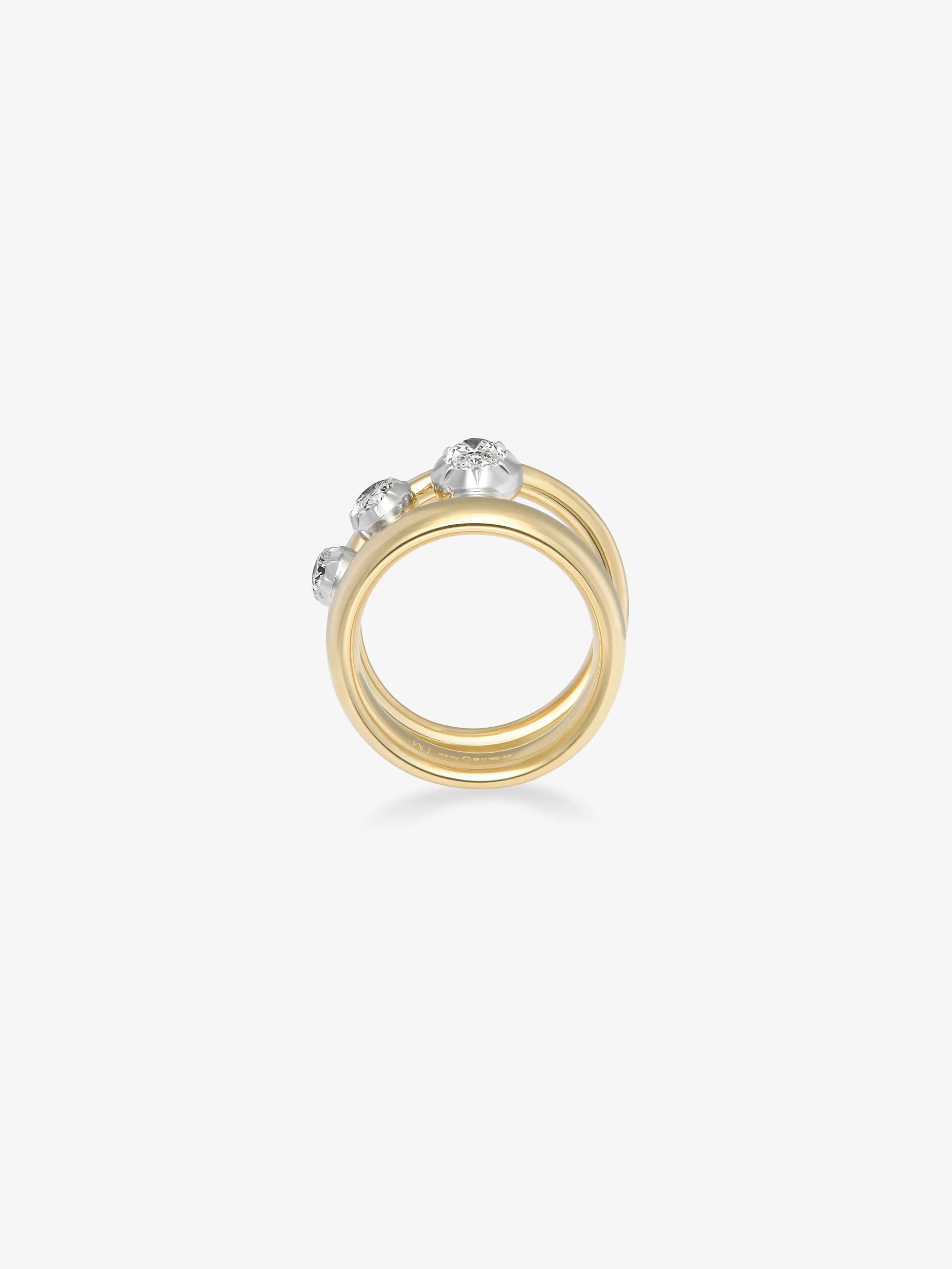 Oval Triple Tilt Diamond Ring View 4