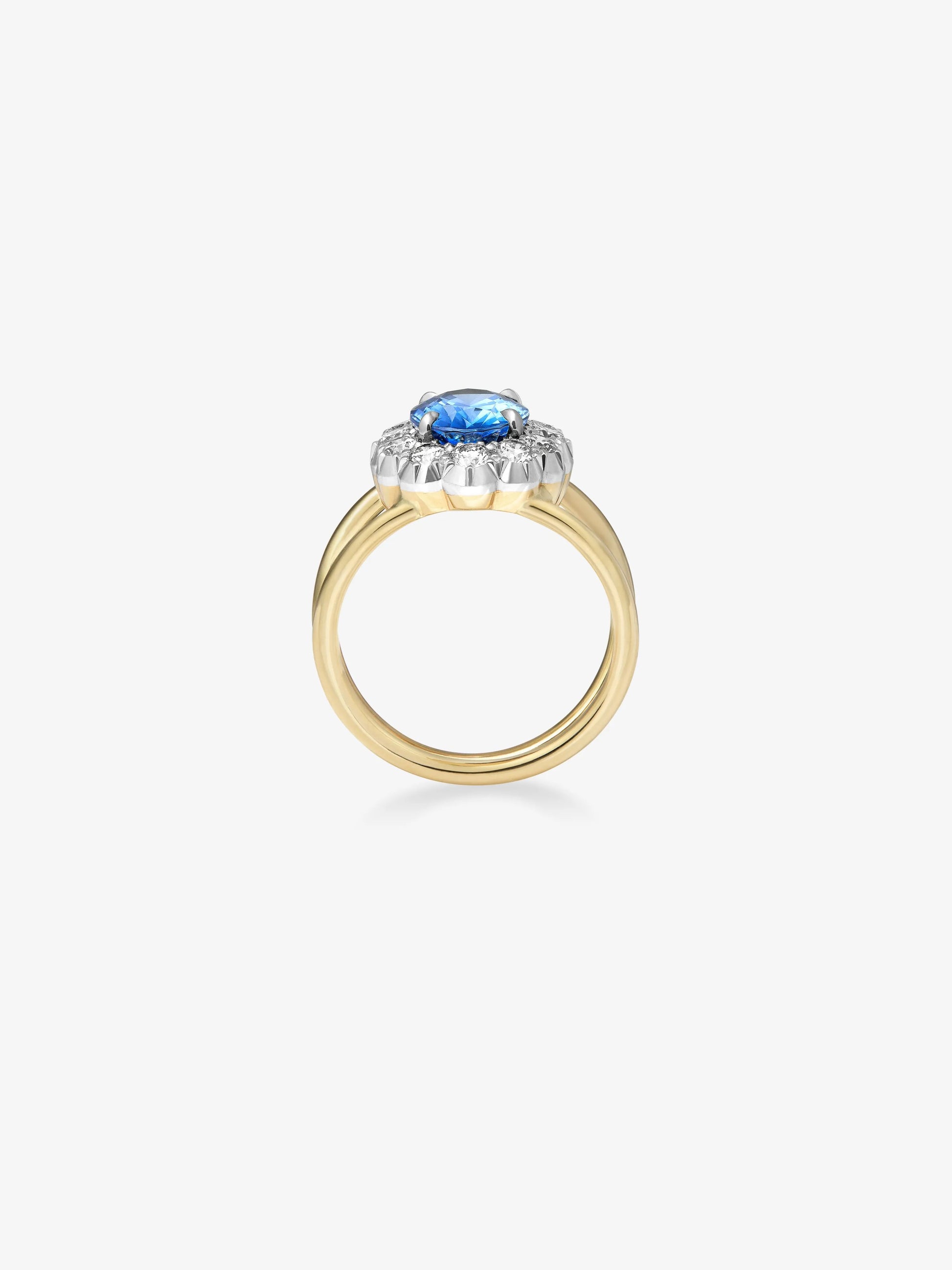 5.20ct Oval Sapphire & Diamond Halo Daisy Ring View 3