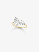 Toi et Moi Tilted Pear & Heart-Shaped Diamond Button Back Ring