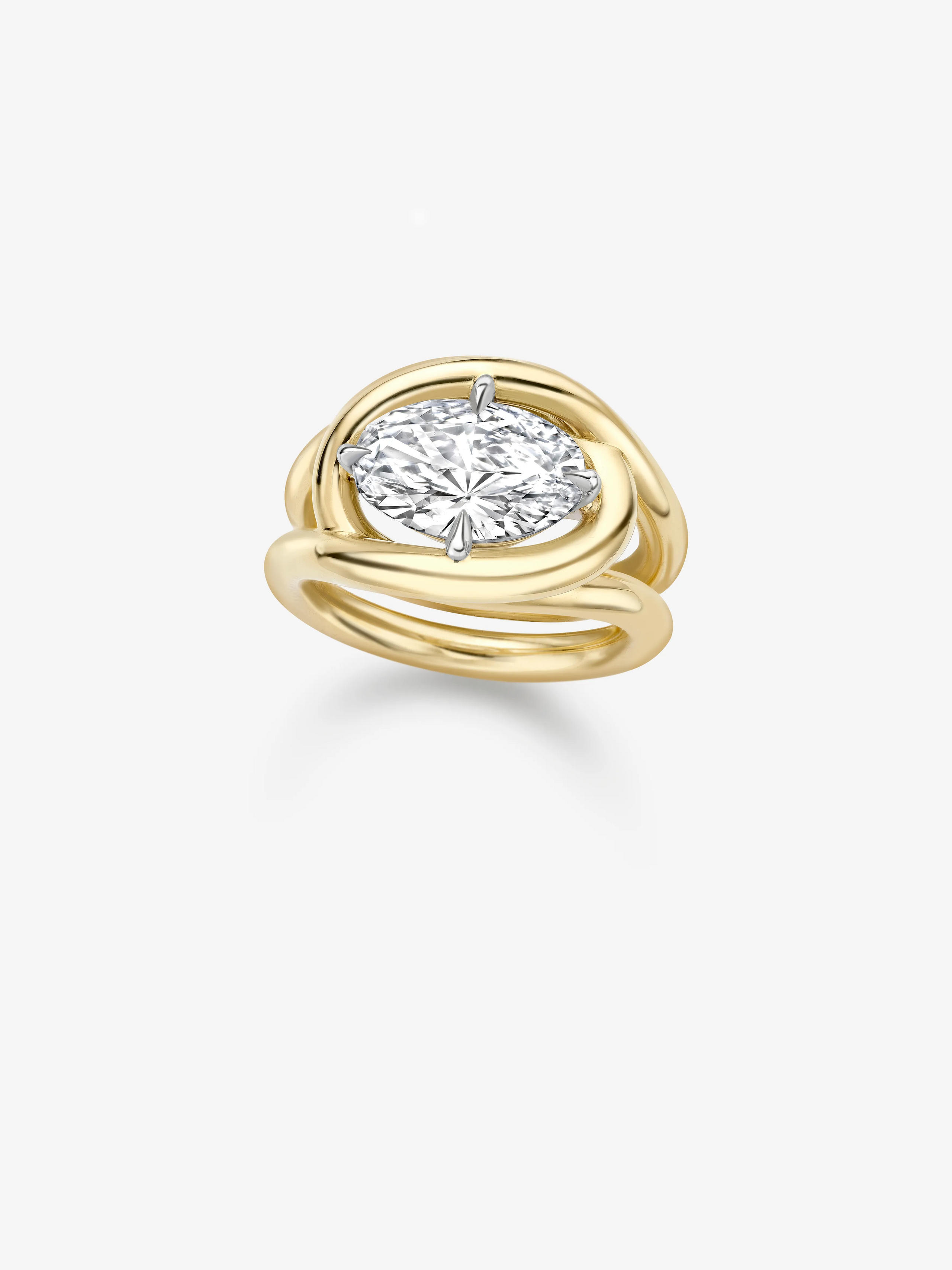 Twisted Gold 3.01ct Oval Diamond Ring View 2