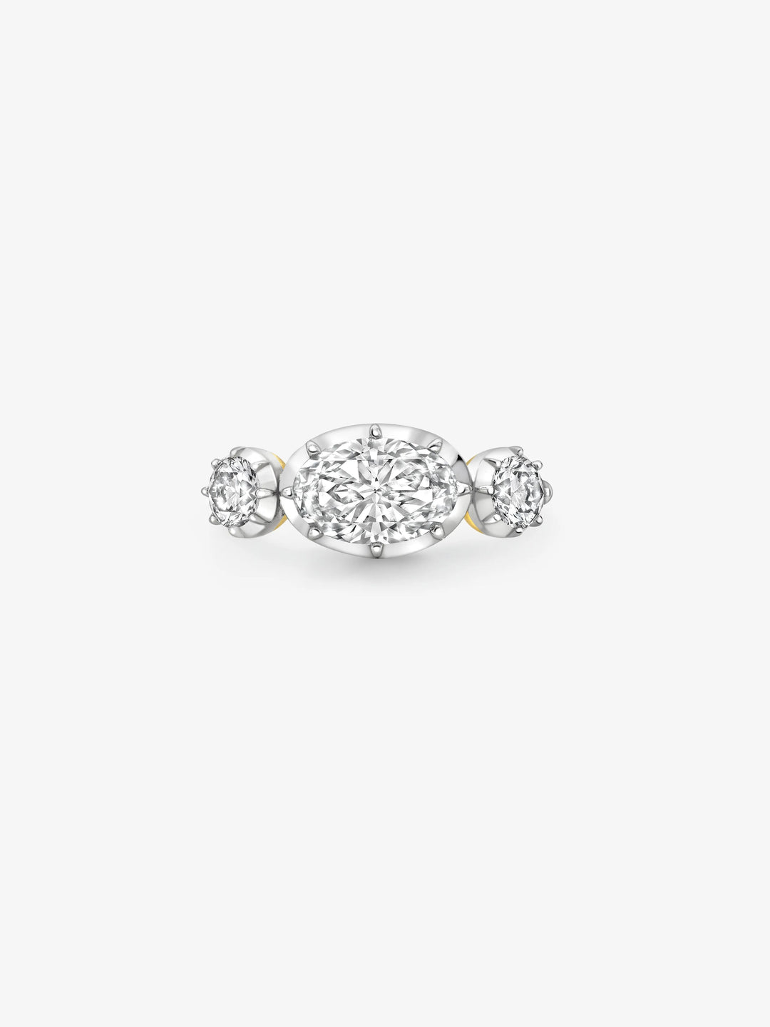 1.51ct Three Stone Oval Diamond Button Back Ring  View 1