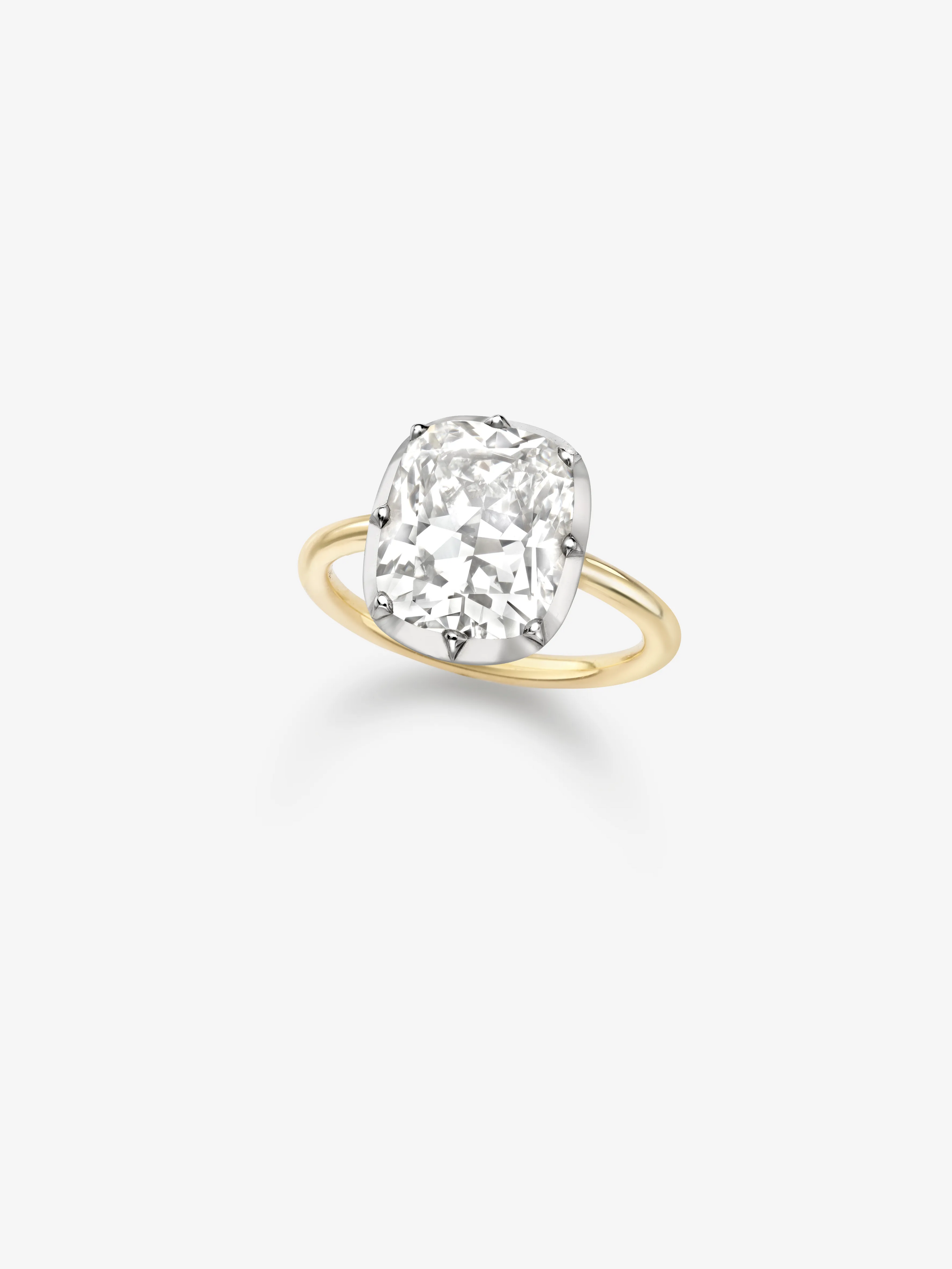 5.15ct North-South Cushion Cut Diamond Button Back Ring View 2