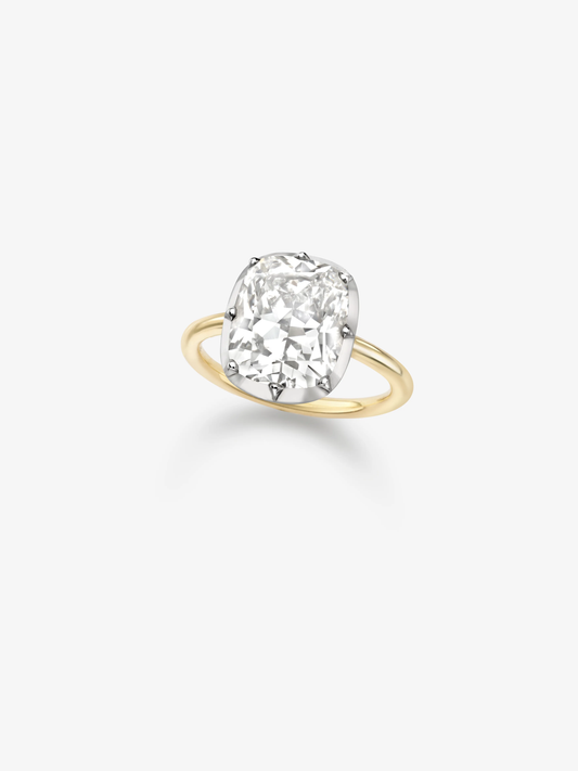 5.15ct North-South Cushion Cut Diamond Button Back Ring View 2