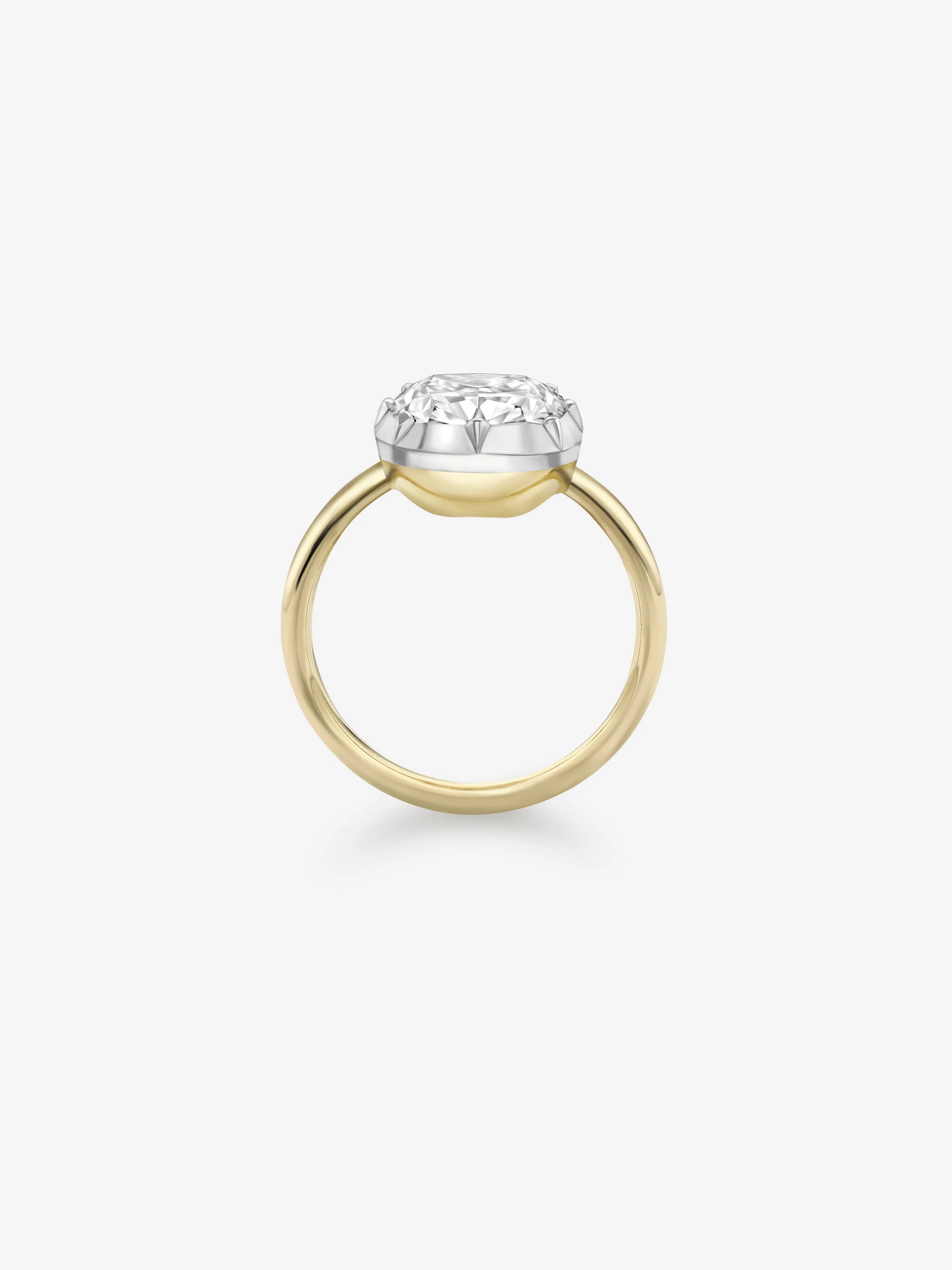 5.15ct North-South Cushion Cut Diamond Button Back Ring View 4
