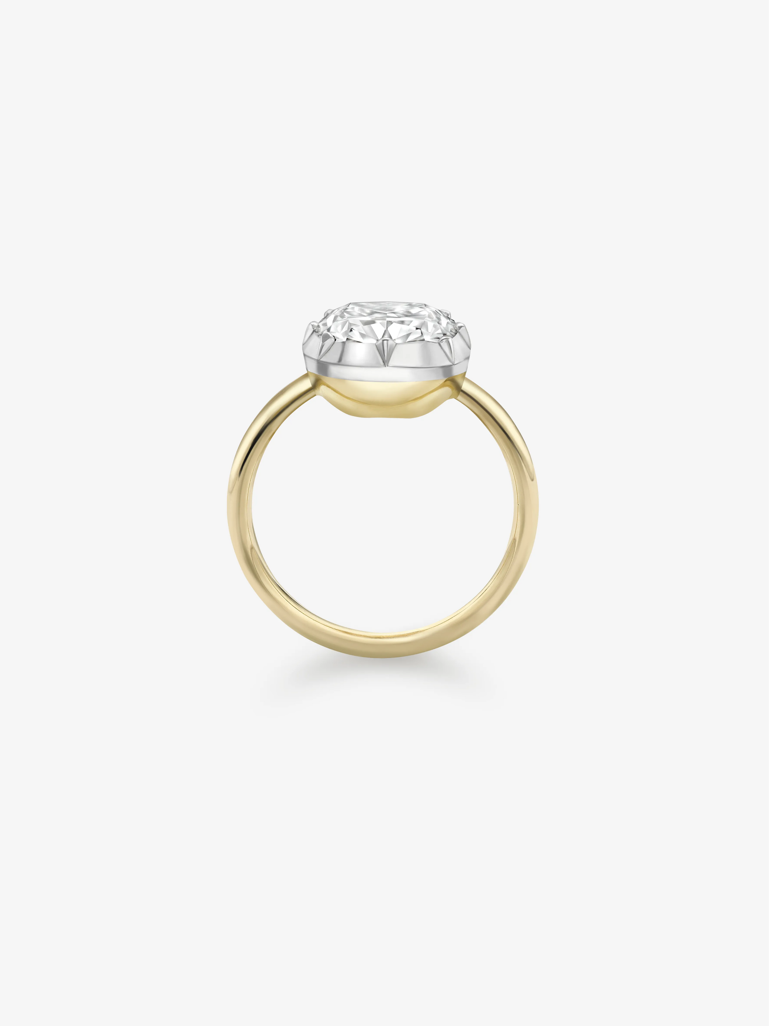 5.15ct North-South Cushion Cut Diamond Button Back Ring View 4