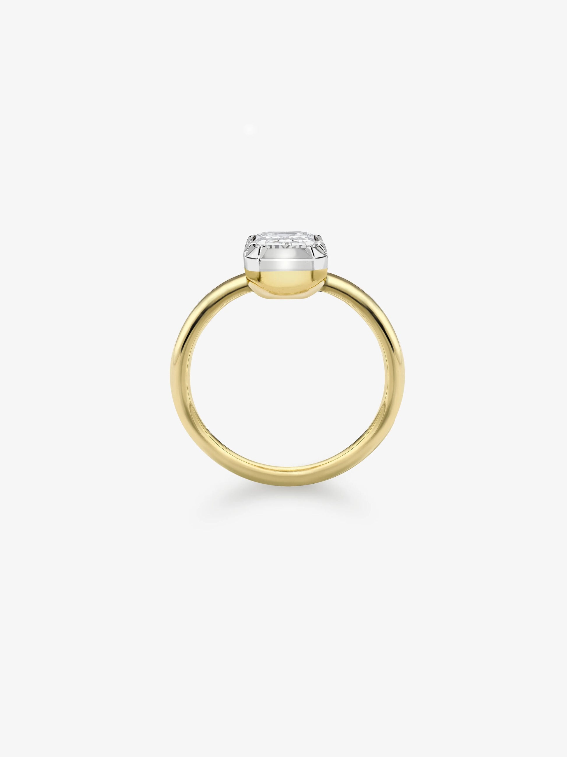 1.50ct Emerald Cut Diamond & White Gold Button Back Ring View 2