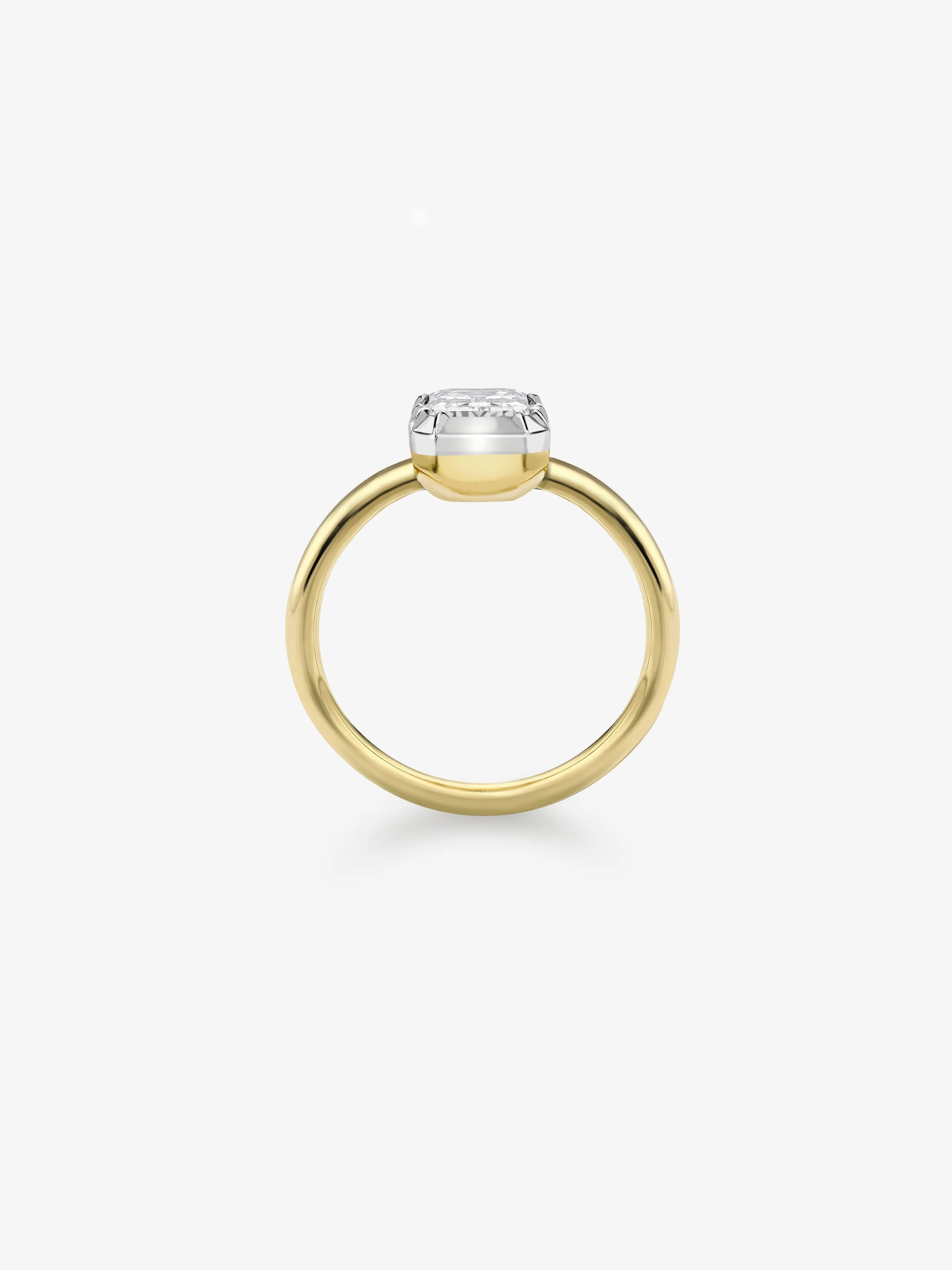 1.50ct Emerald Cut Diamond & White Gold Button Back Ring View 2