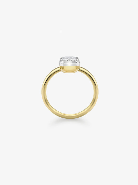 1.50ct Emerald Cut Diamond & White Gold Button Back Ring View 2