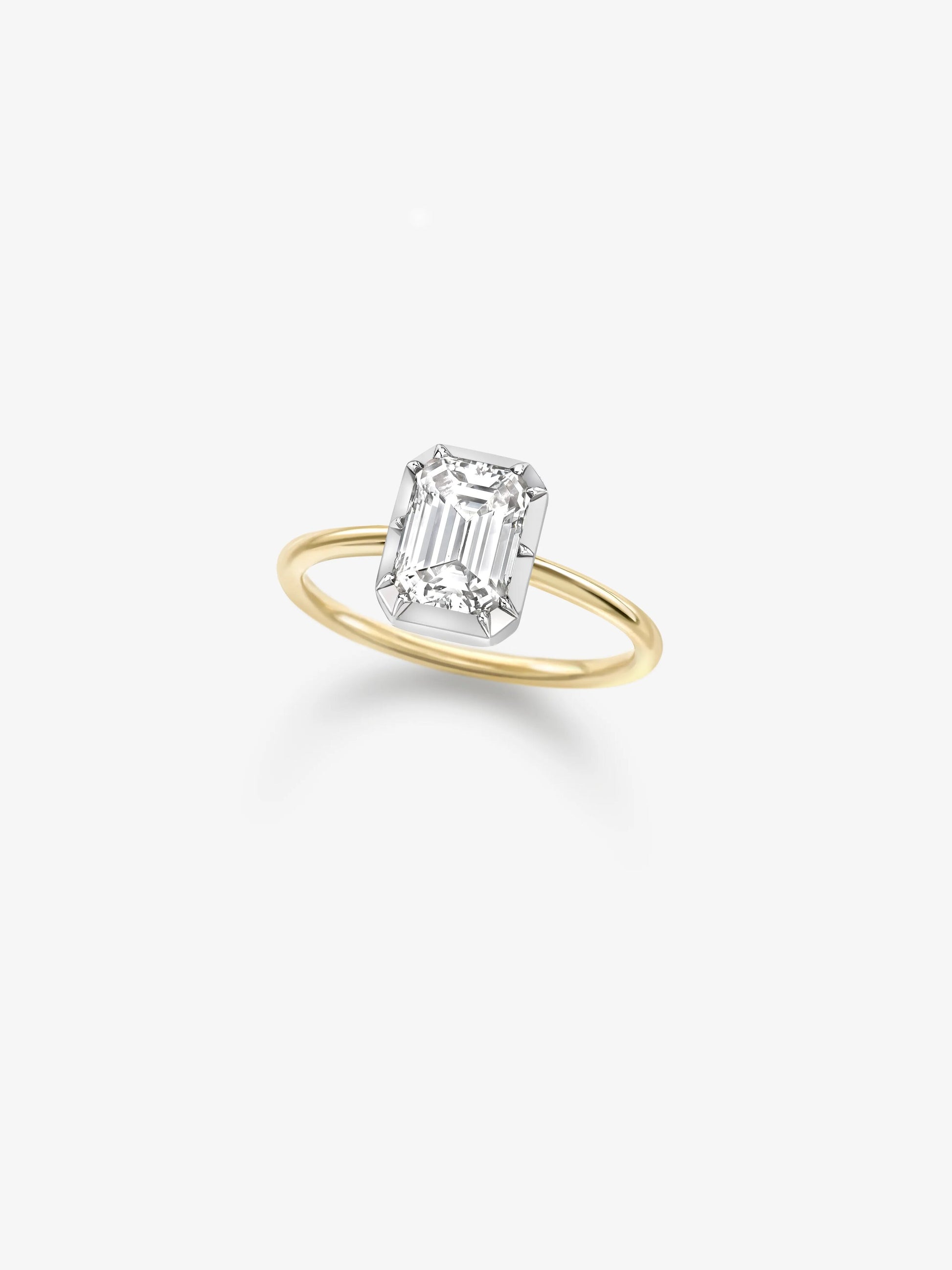1.50ct Emerald Cut Diamond & White Gold Button Back Ring View 3