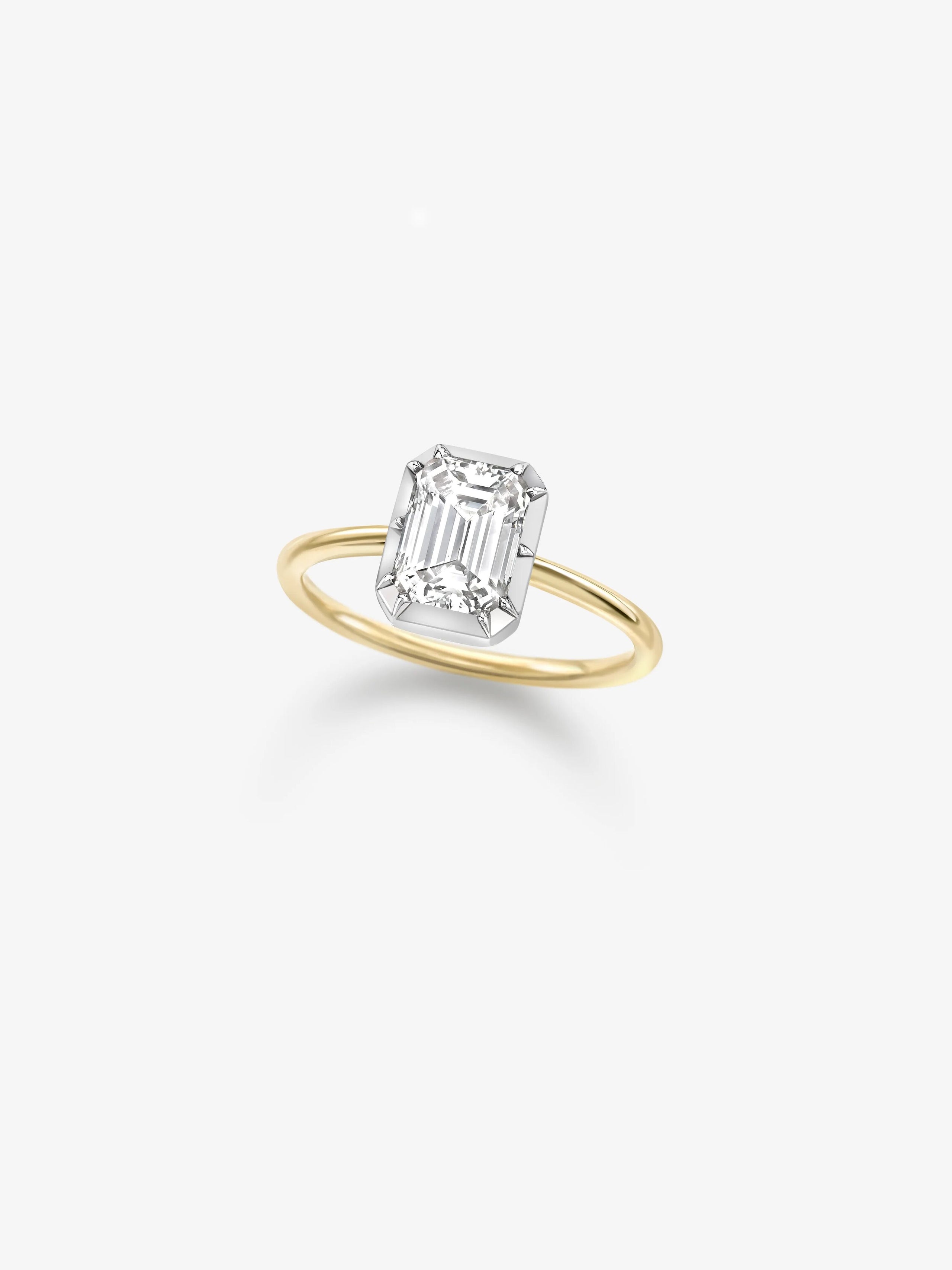 1.50ct Emerald Cut Diamond & White Gold Button Back Ring View 3