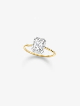 1.50ct Emerald Cut Diamond & White Gold Button Back Ring