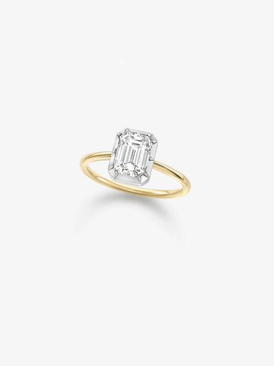 1.50ct Emerald Cut Diamond & White Gold Button Back Ring View 3