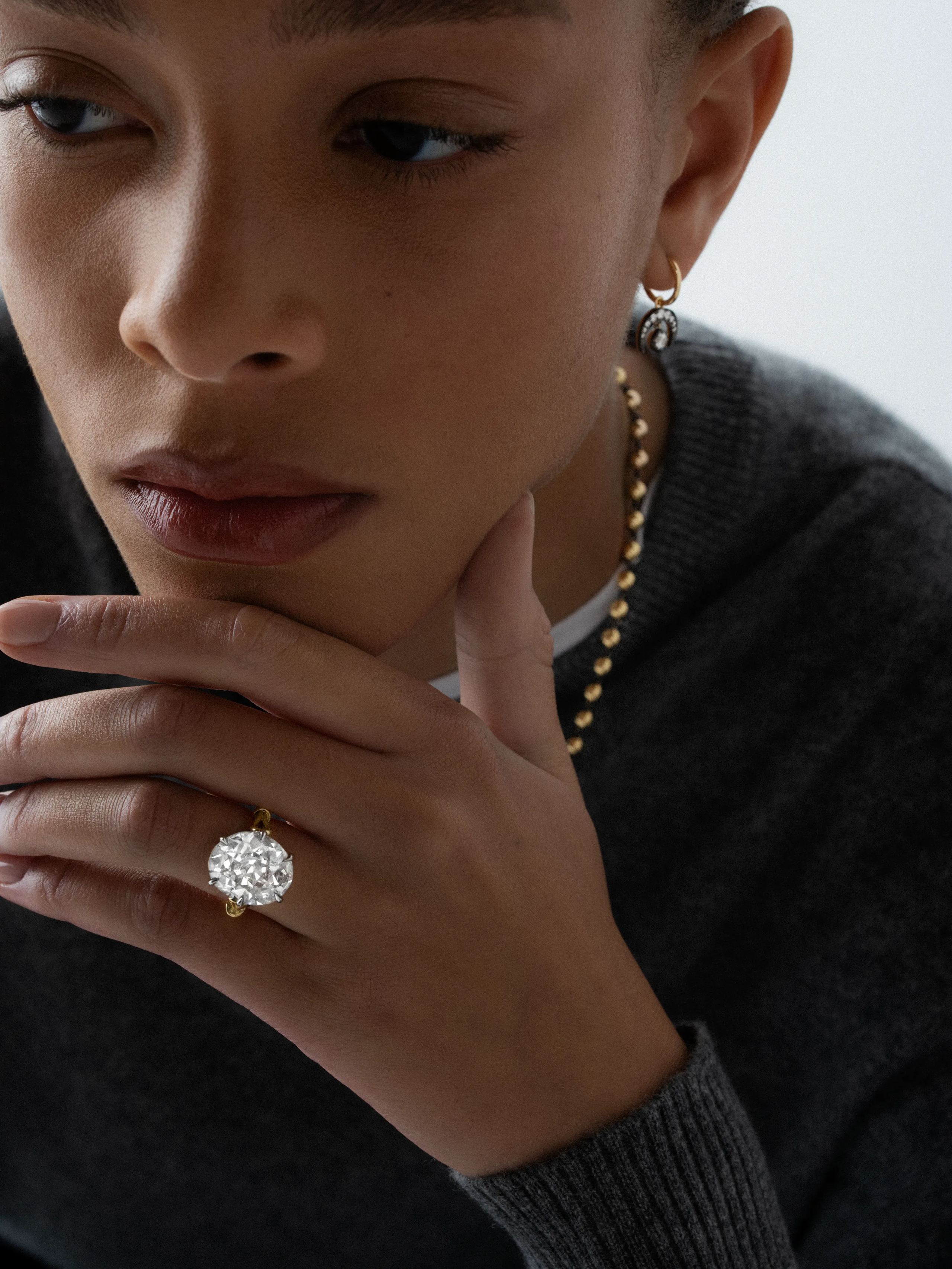 Georgian Loop 9.33ct Oval Diamond Ring View 3