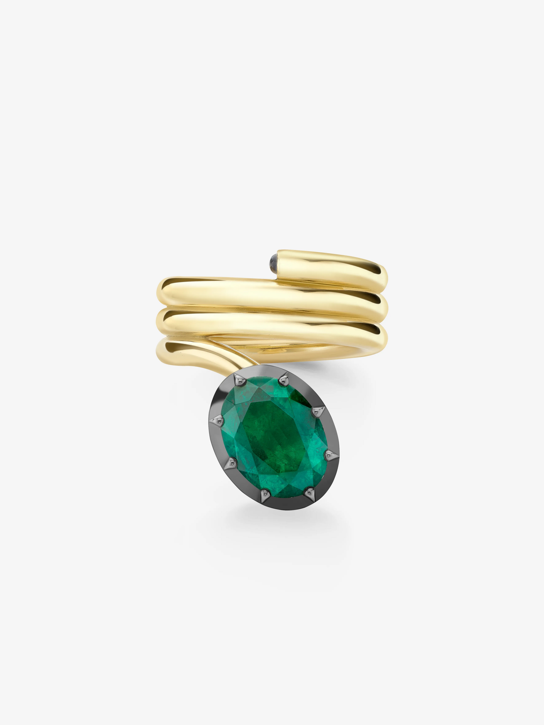 4.13ct Oval Emerald Coil Ring  View 1