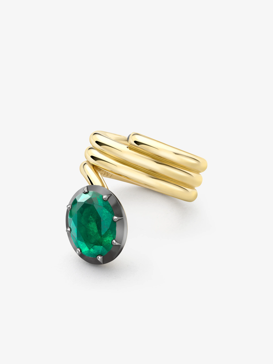 4.13ct Oval Emerald Coil Ring View 3