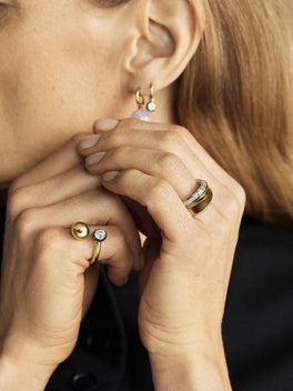 Orbit Yellow Gold & 0.80ct Diamond Sphere Ring