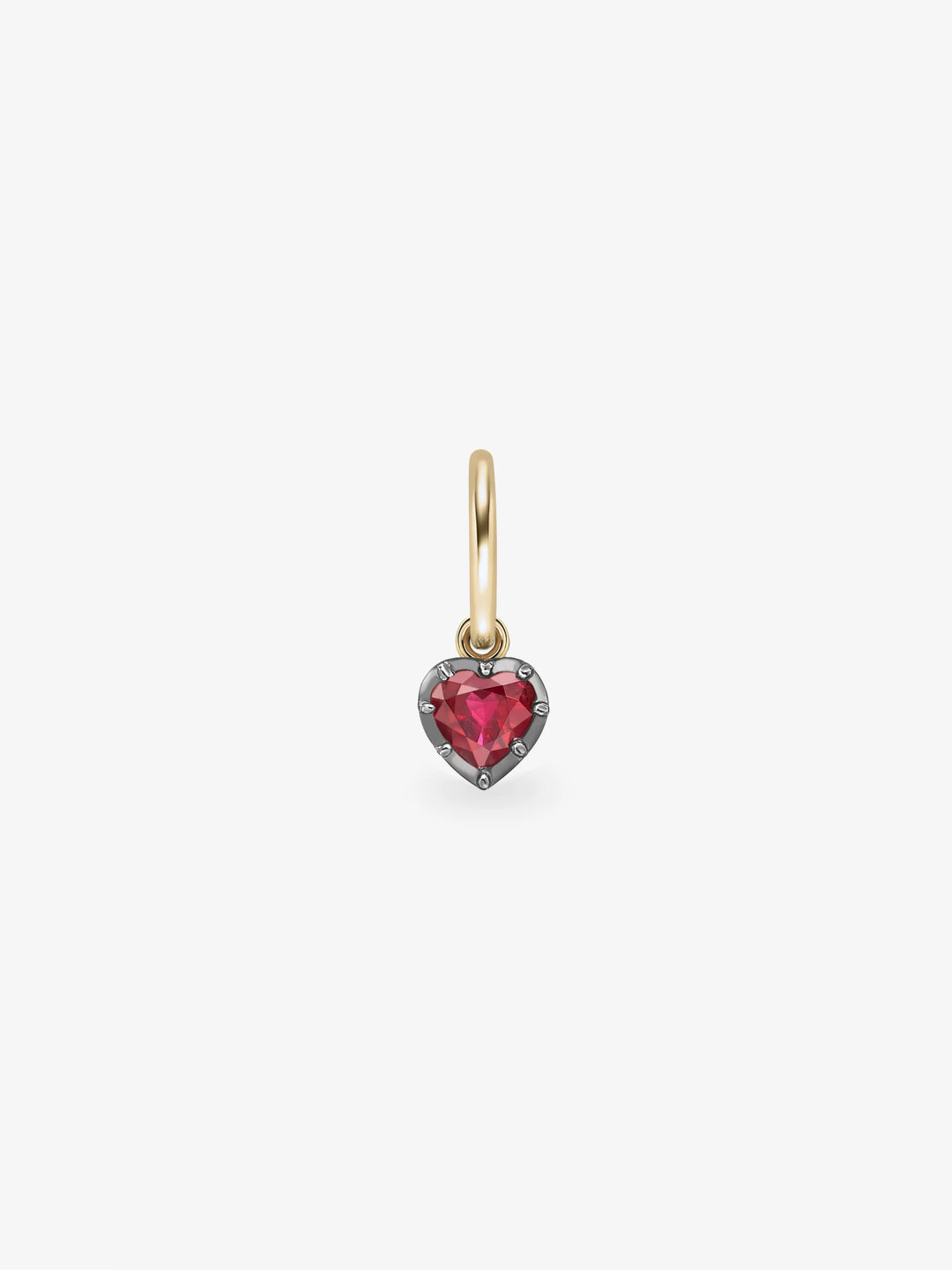 0.50ct Heart-Shaped Ruby & Blackened Gold Single Gypset Hoop Earring  View 1