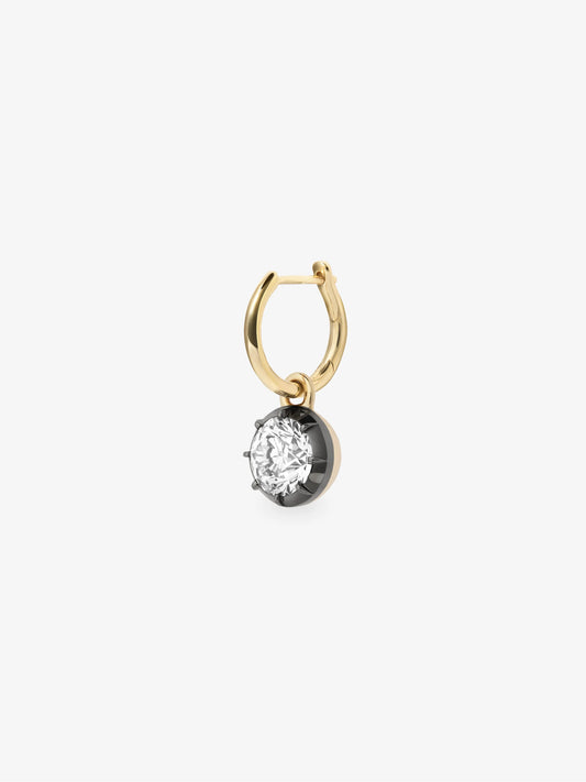 0.70ct Diamond & Blackened Gold Single Gypset Hoop Earring View 2