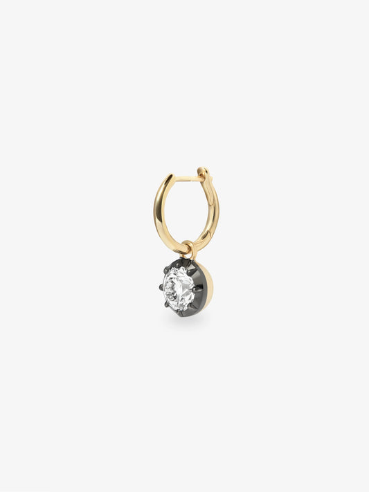 0.90ct Diamond & Blackened Gold Single Gypset Hoop Earring View 2