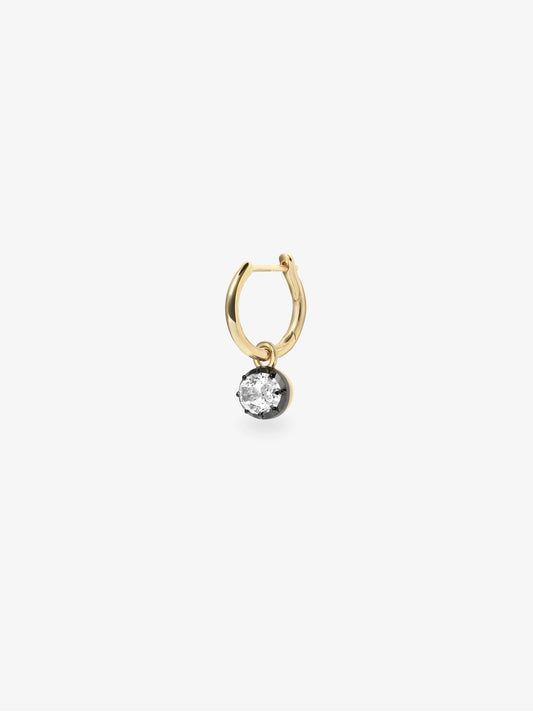 0.50ct East-West Oval Diamond & Blackened Gold Single Gypset Hoop Earring View 2